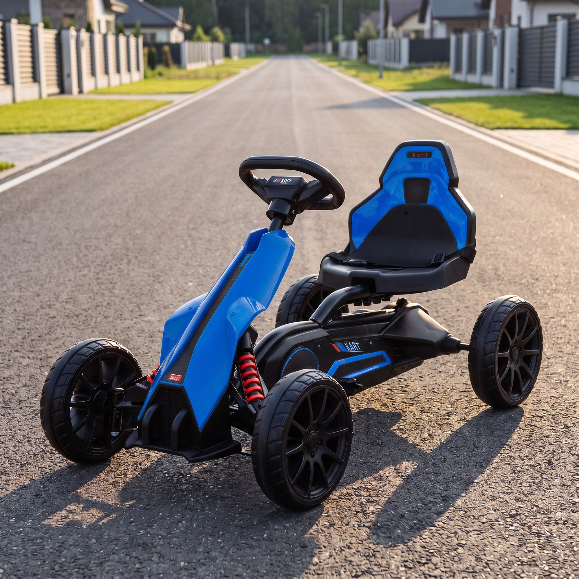 Elektro Go-Kart für Kinder 3-5km/h Gokart mit 2-Fach verstellbarem Geschwindigkeit, Sicherheitsgurt, EVA-Räder für 3-8