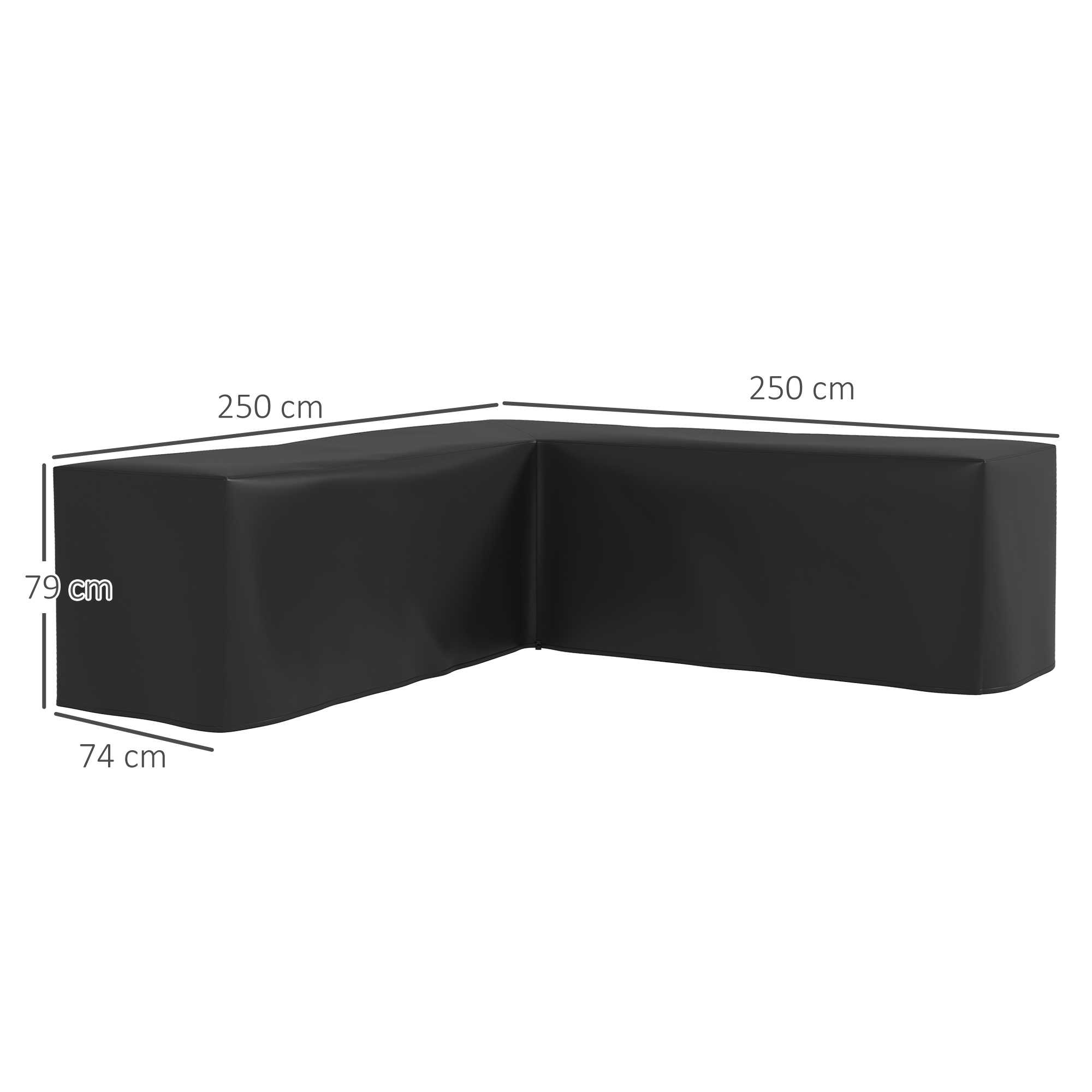 Schutzhülle für Gartenmöbel L-förmige Wasserdicht Abdeckung für Ecksofa, Anti-UV 250 x 250 x 79 cm Schwarz