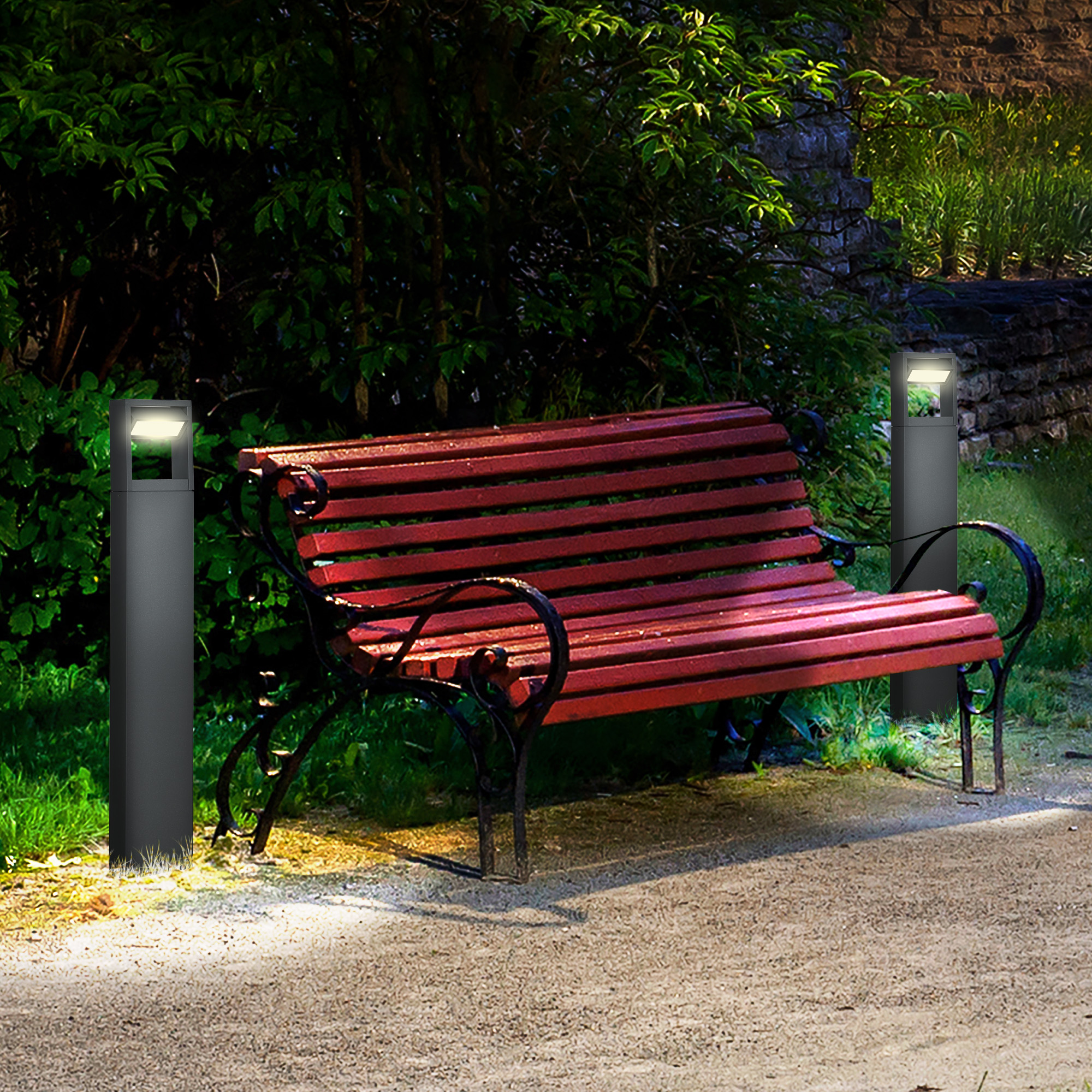Gartenlampe, Wegleuchte, Pfostenlicht mit LEDs, wetterbeständig, 16cm x 5cm x 90cm, Dunkelgrau