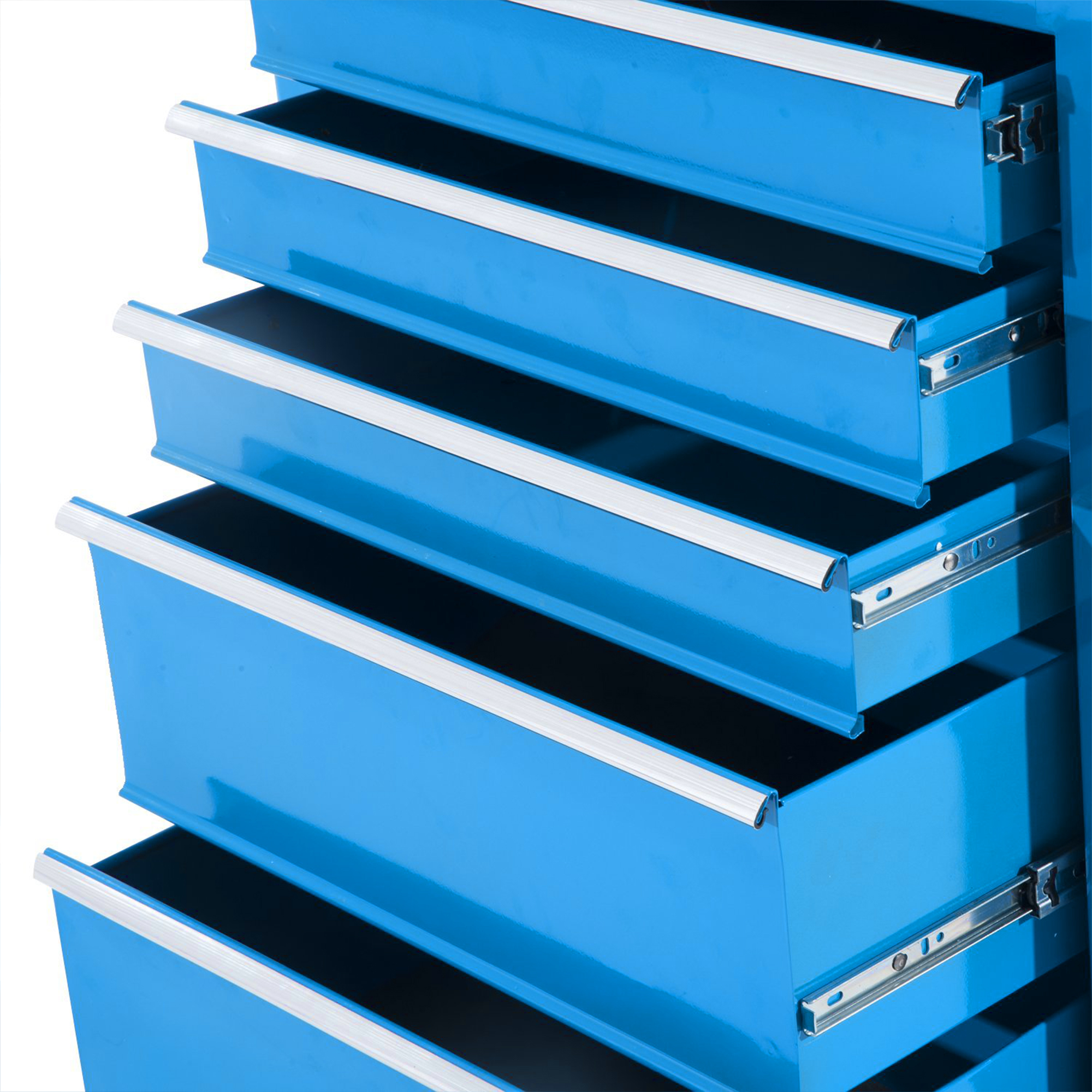 Werkzeugschrank, Werkzeugkiste, 5 Schubladen, rollbar, Stahl, Blau