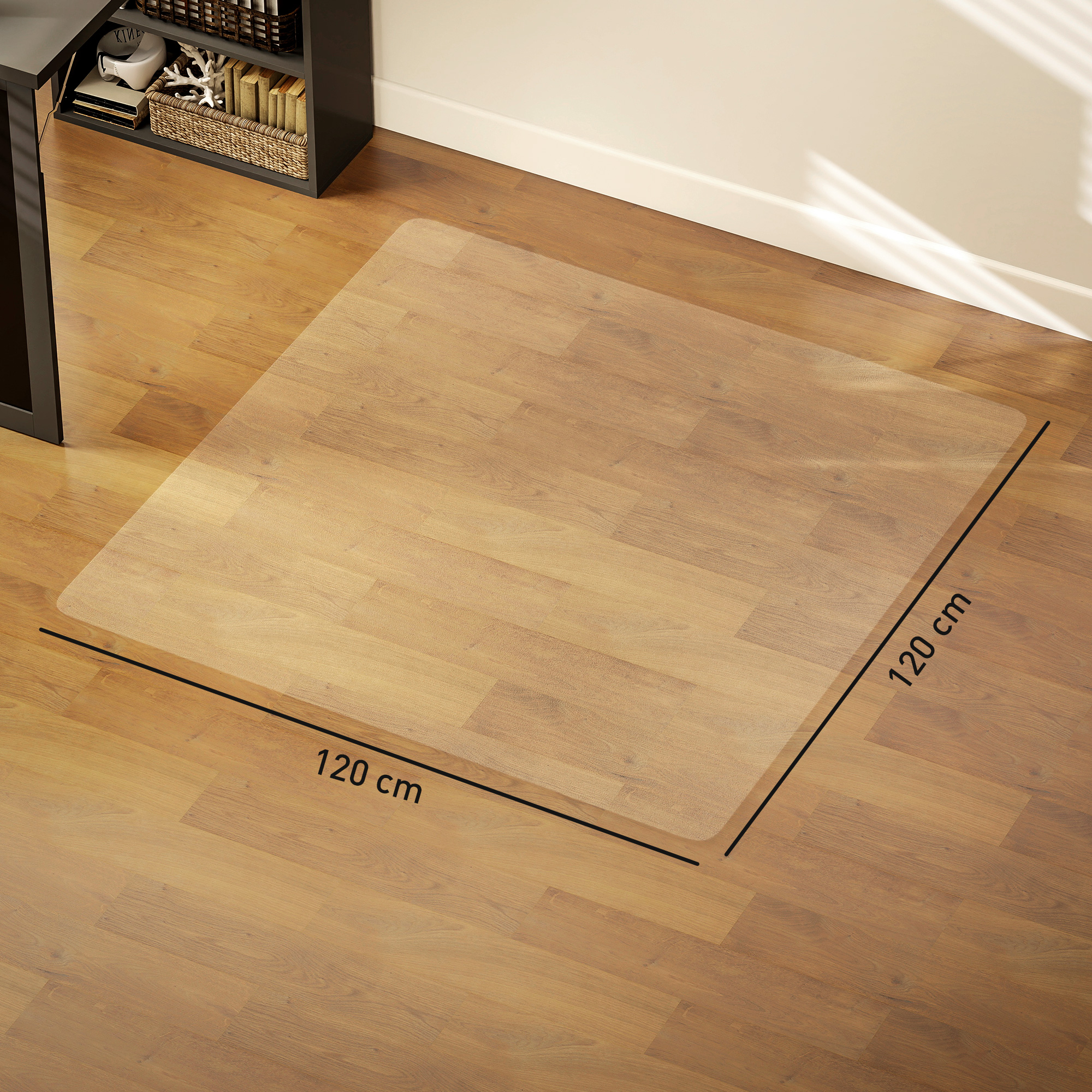 Bodenschutzmatte, rutschfest, 1,5mm dick, 120x120cm, Transparent