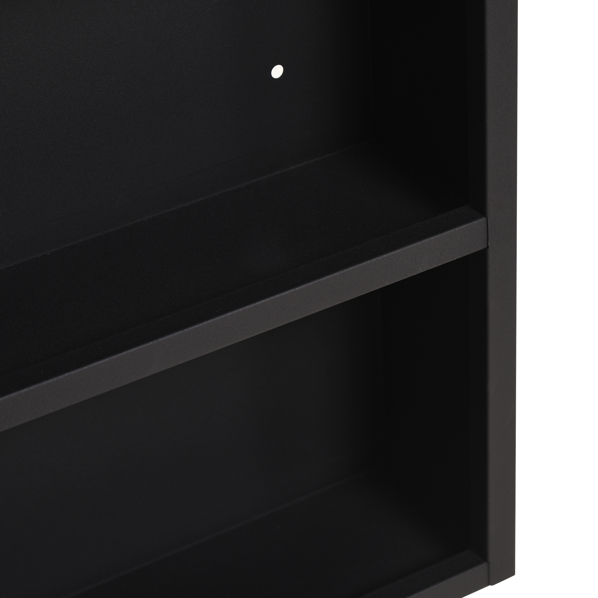 Spiegelschrank, 2 Innenböden, offenes Regalfach, Stahlgehäuse, schwarz, 46 x 13,5 x 58 cm