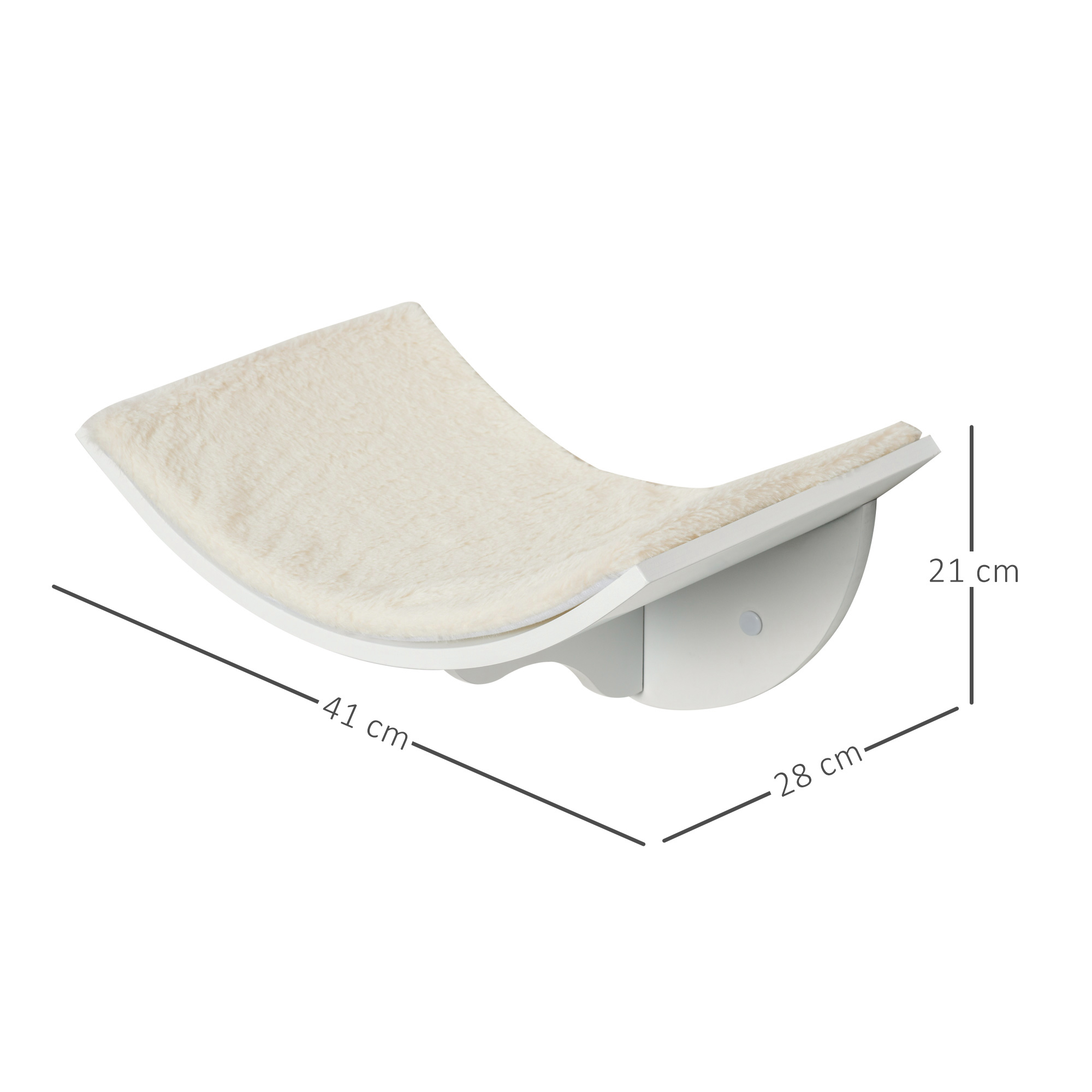 Katzenregal, Wandmontage, weiche Liegefläche, bis 10kg, 41x28x21cm, Weiß
