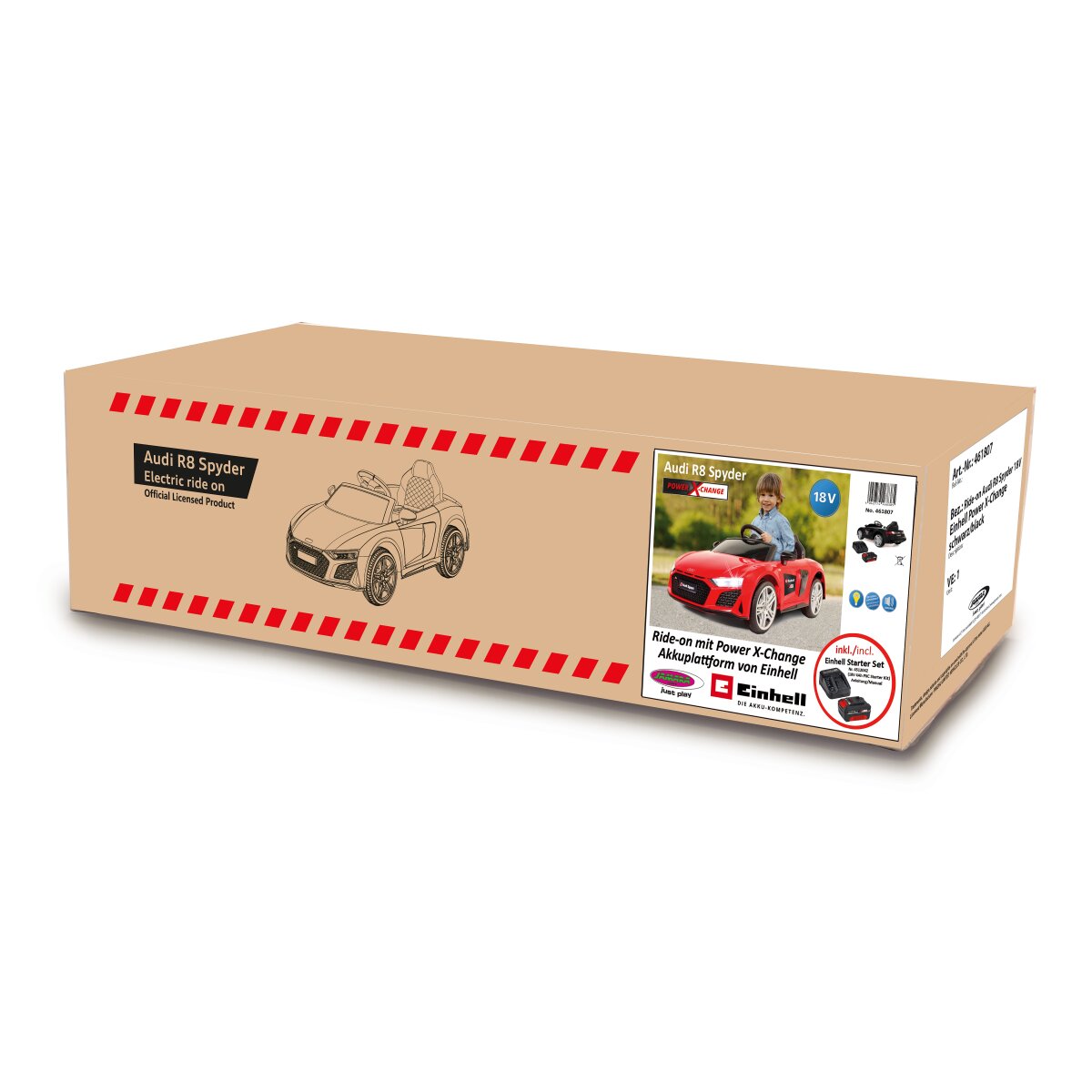Kinderfahrzeug Audi R8 Spyder schwarz Einhell Power X-Change inkl. Starter Set