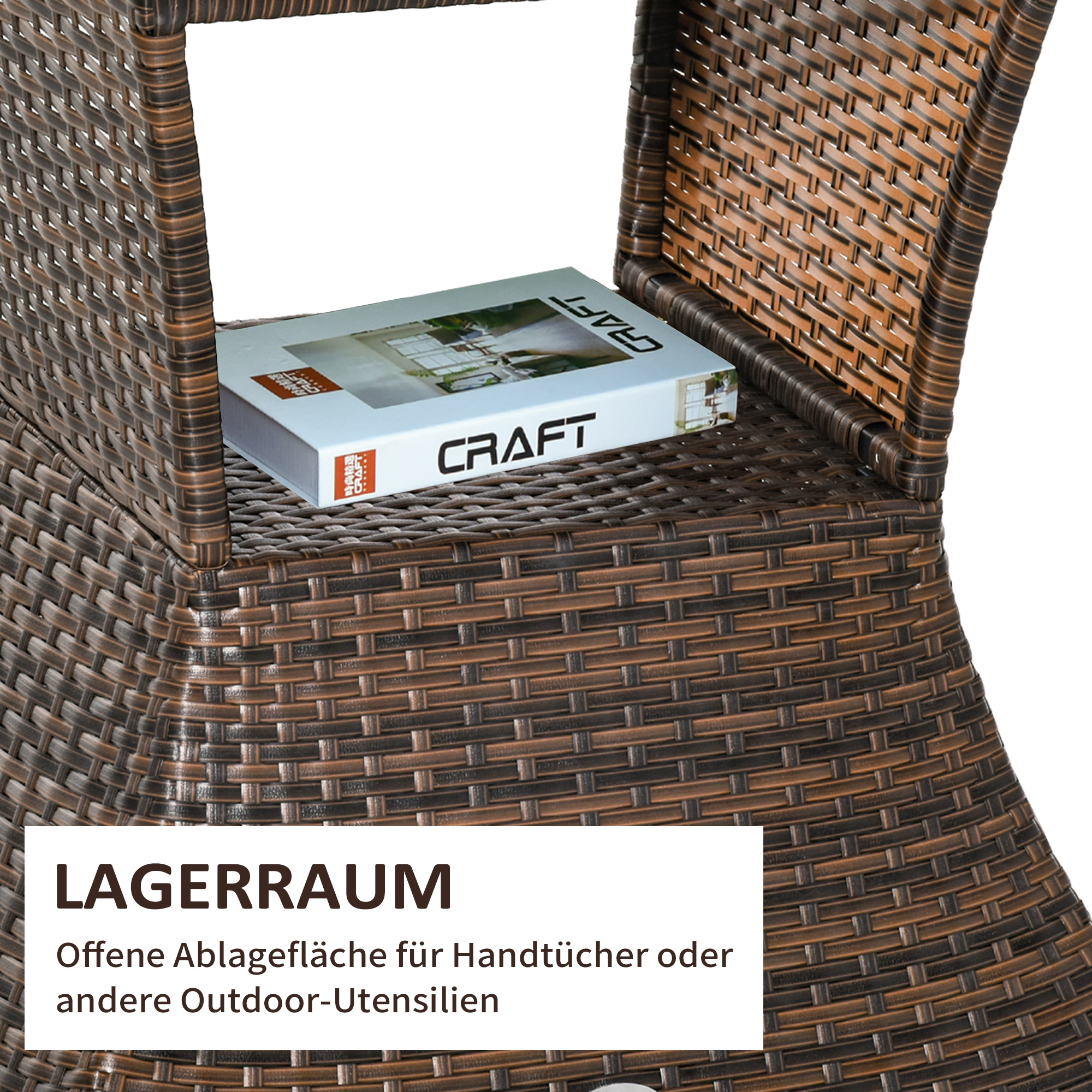 Gartentisch Beistelltisch Sonnenschirmständer Gartenmöbel Terrasse Polyrattan Braun 54 x 54 x 55 cm