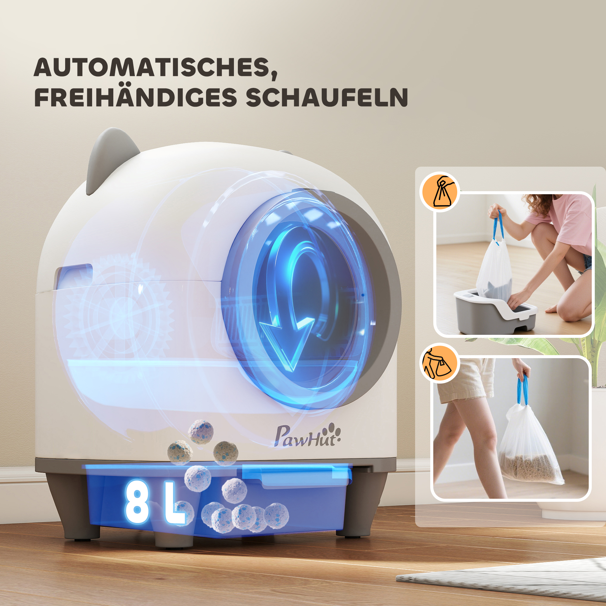 selbstreinigende Katzentoilette mit App-Steuerung 80 L Geruchsbeseitigung für mehrere Katzen