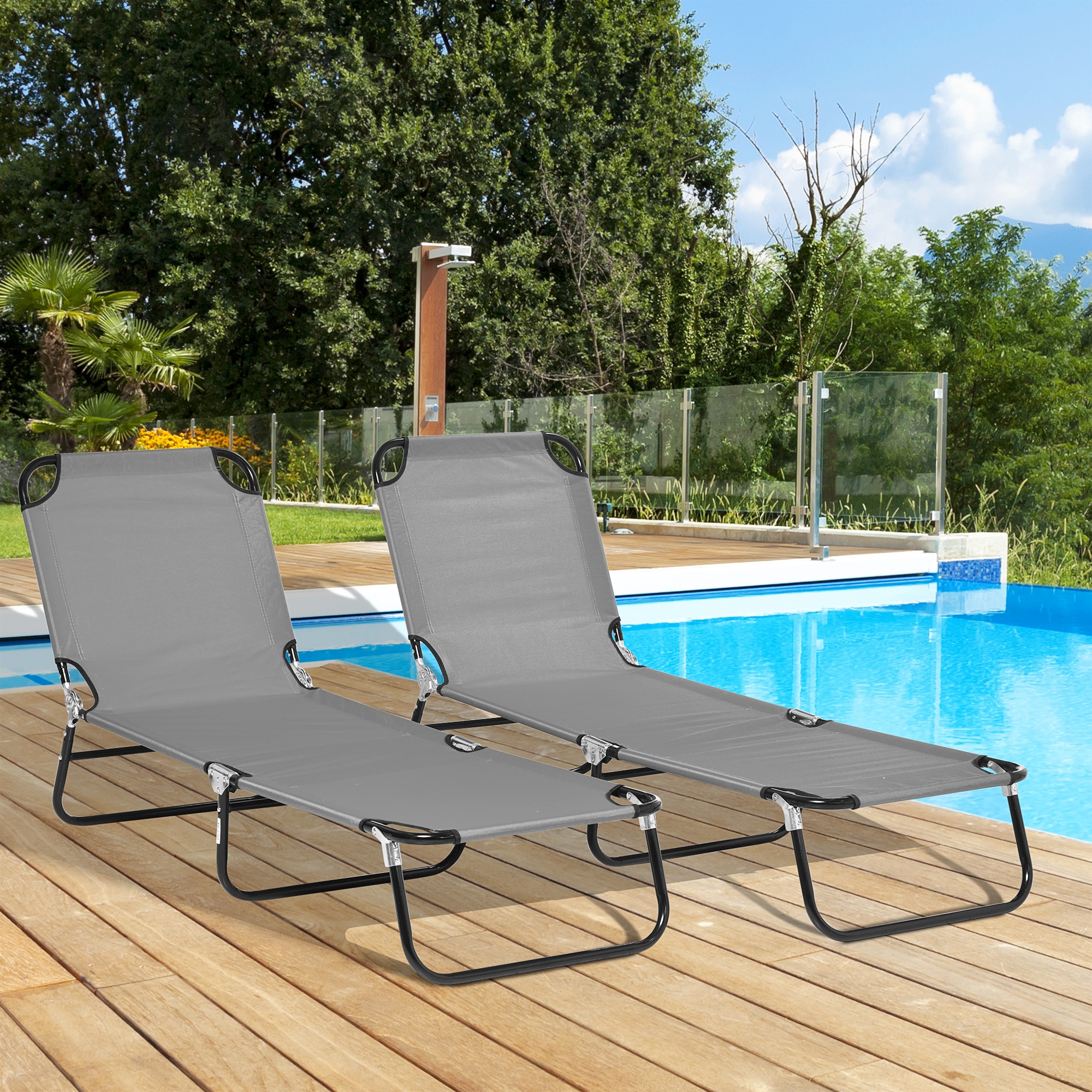 2er Set Sonnenliege klappbar Gartenliege mit 5-Fach höhenverstellbarer Rückenlehne bis 120kg belastbar