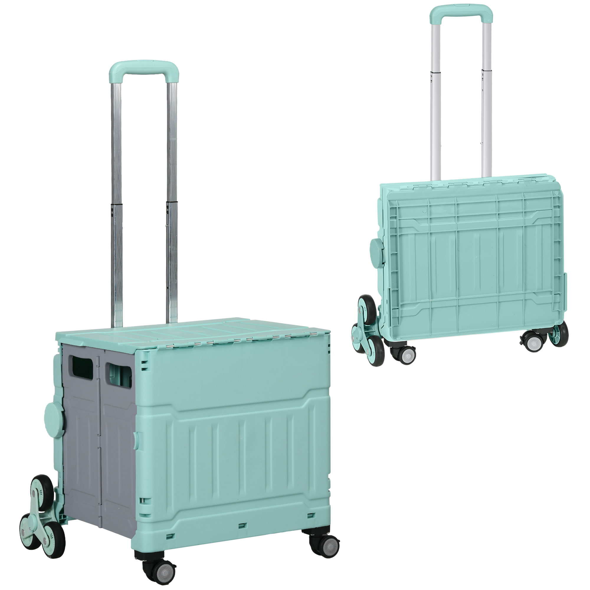 Einkaufswagen Einkaufstrolley, Treppensteiger,  klappbar, Teleskopgriff, bis max, 65 Kilo belastbar, Grün