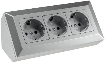 3-fach Steckdosenblock, silber - 250V~/ 16A, Aufbaumontage 3-fach Steckdosenblock, silber - 250V~/ 16A, Aufbaumontage