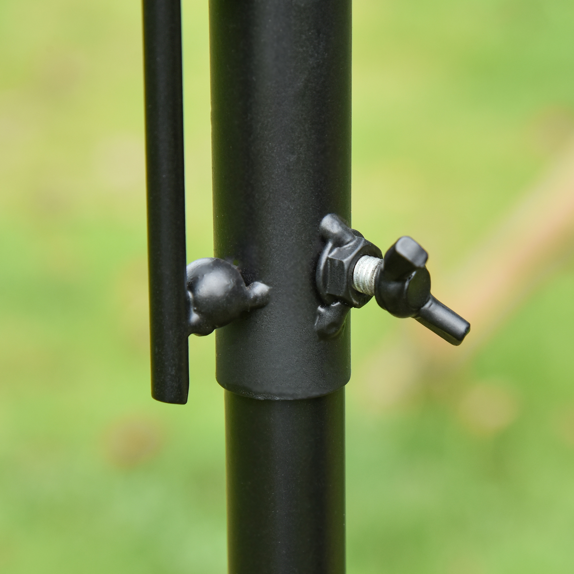 Vogel Futterstation Set aus Stahl Höhe 208 cm inkl. 4 Haken Vogeltränke Futterteller Vollständiges Futtersäulen Vogelfutterspender Station Schwarz