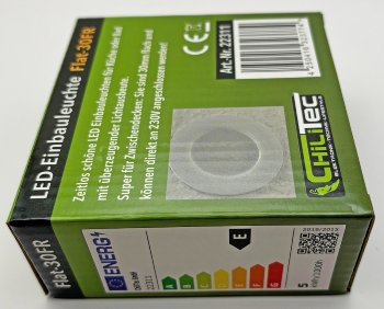 LED-Einbauleuchte "Flat-30 FR-R" 3000K / Ø85x30mm, 5W, 590lm, IP44, rund, weiß