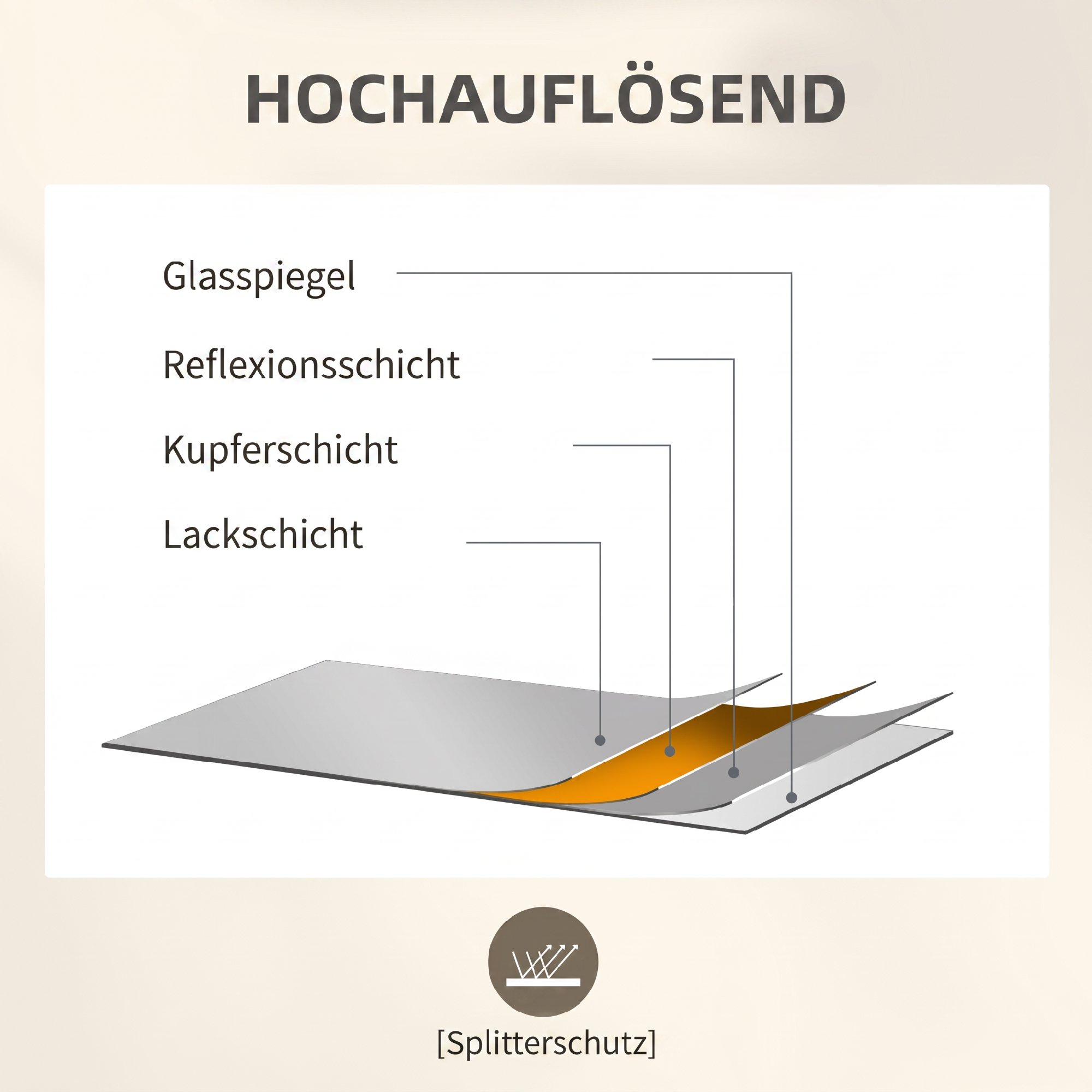 Wandspiegel, dekorativer Spiegel mit Metallrahmen, schwarze Streifen, Mehrschichtglas, 90B x 2T x 60H cm
