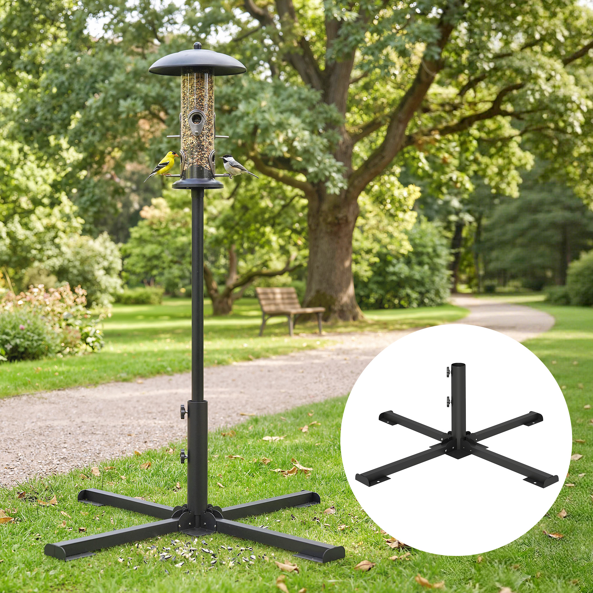 Sonnenschirmständer Klappbarer Schirmständer Rohrdurchmesser 38 und 48 mm Kreuzständer für Sonnenschirme, Dunkelgrau