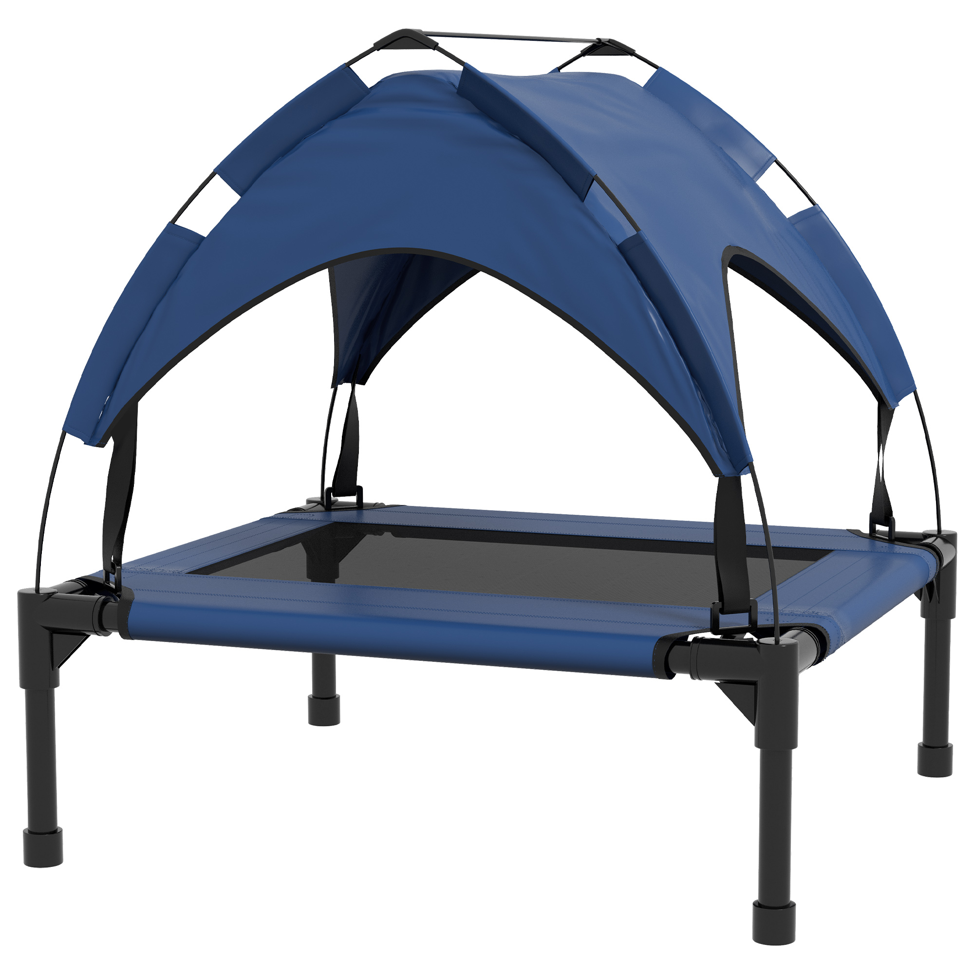 Hundebett mit Dach, atmungsaktiv, wasserabweisend, bis 20 kg, 76 x 61 x 69,5 cm, Dunkelblau