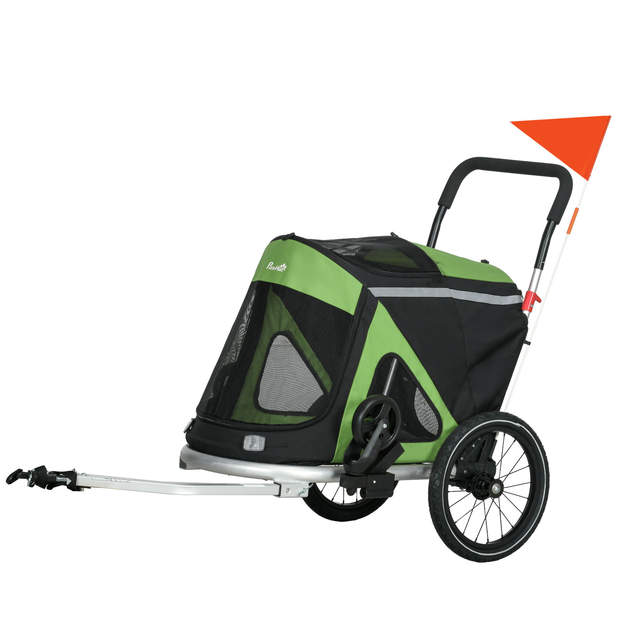 2-in-1 Hundebuggy Hundejogger Fahrradanhänger bis 20kg 2 Reflektoren 1 Sicherheitsleine 150 x 68 x 95 cm Grün