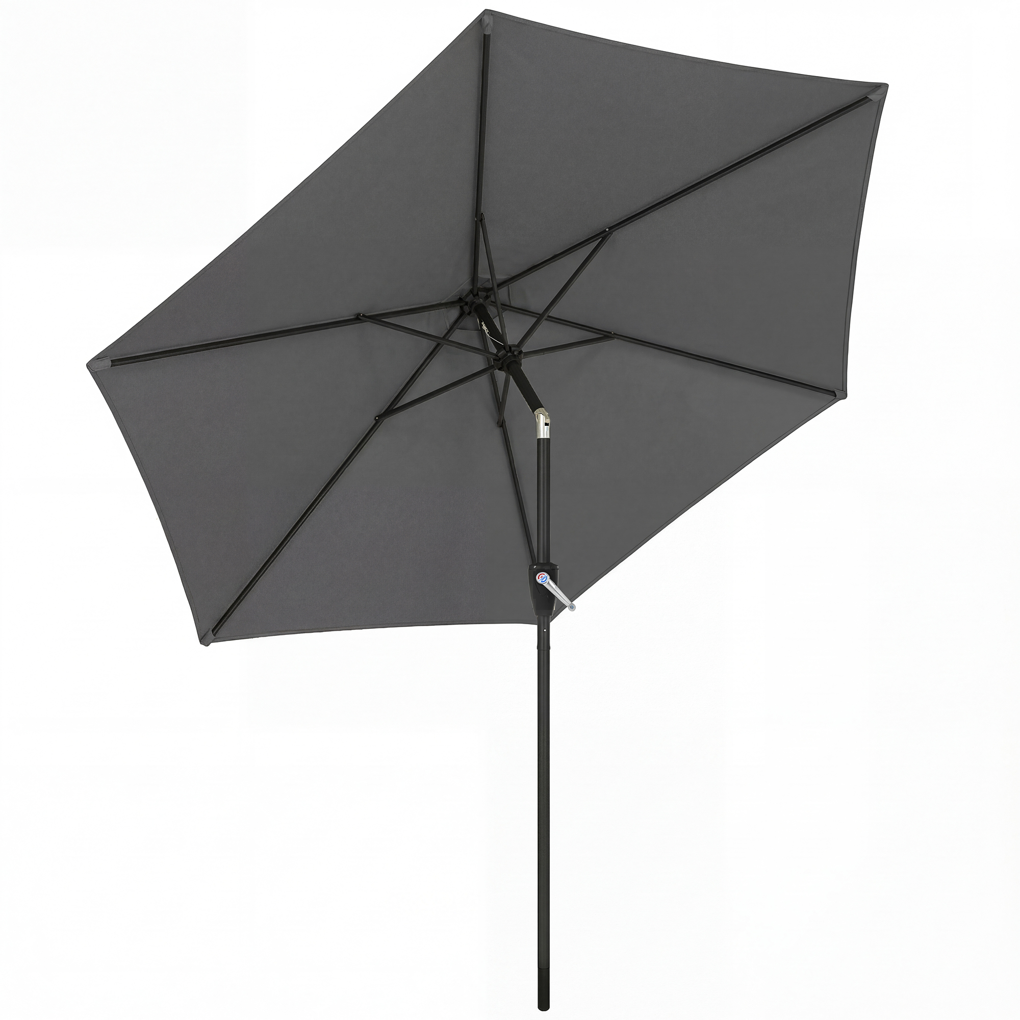 Sonnenschirm 270 cm knickbar Balkonschirm mit Kurbel UV 50+ Gartenschirm Dunkelgrau