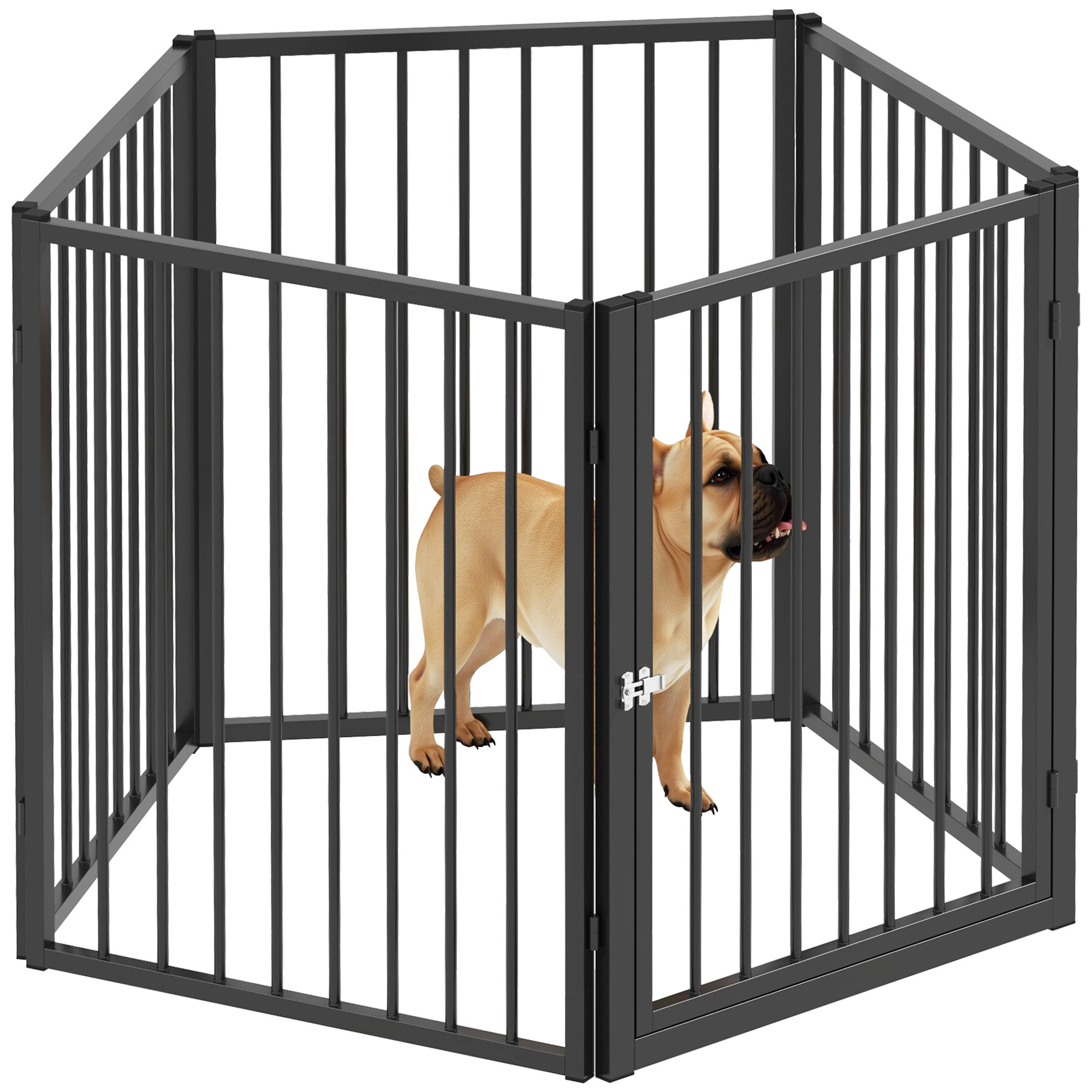 Hundepark, Tierpark, 5 Paneele, tragbarer faltbarer Zaun, sicher, schwarz