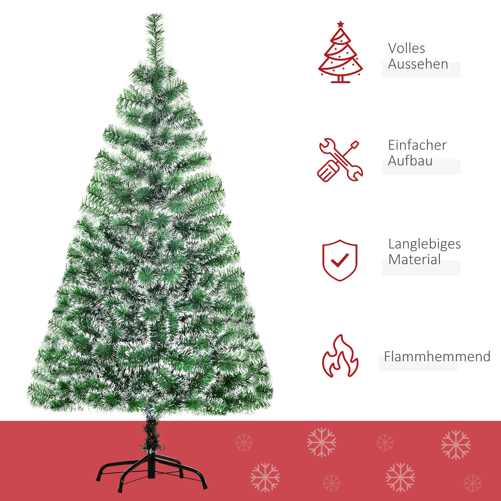 Weihnachtsbaum 1,5 m Christbaum Tannenbaum 416 Äste Metallfuß PET Grün