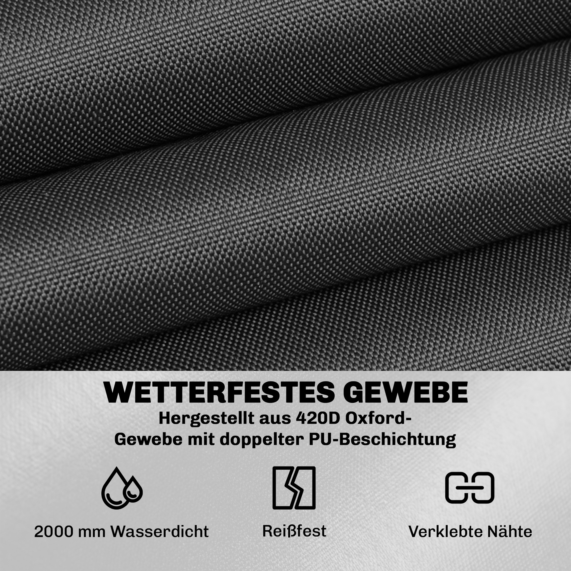 Schutzhülle für Gartenmöbel Winterfest Wasserdicht Abdeckung Anti-UV Abdeckplane 420D Oxford Gewebe Ø214x70Hcm Schwarz