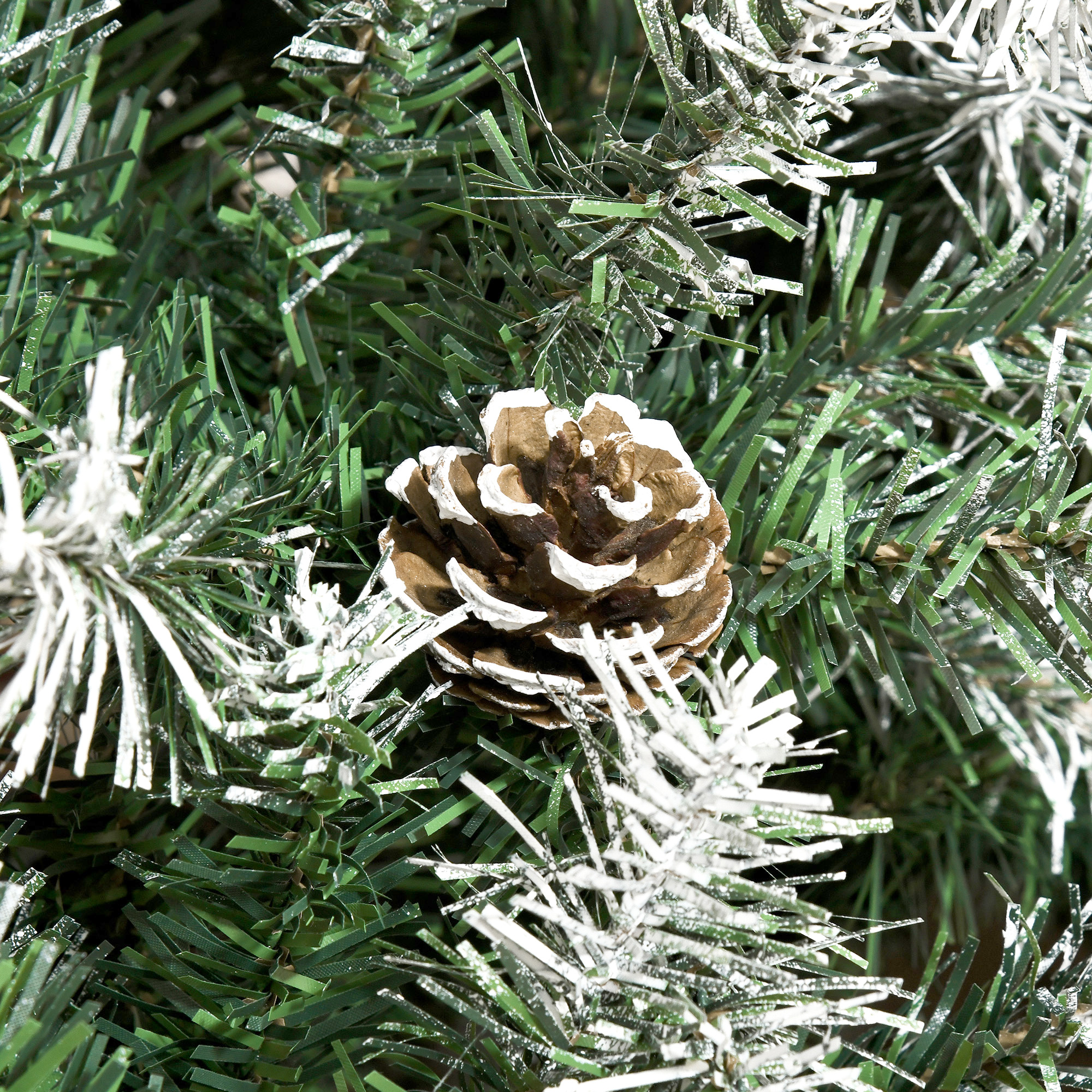 Künstlicher Weihnachtsbaum, 800 Zweige, 61 Zapfen, verschneite Spitzen, feuerfest, 180 cm