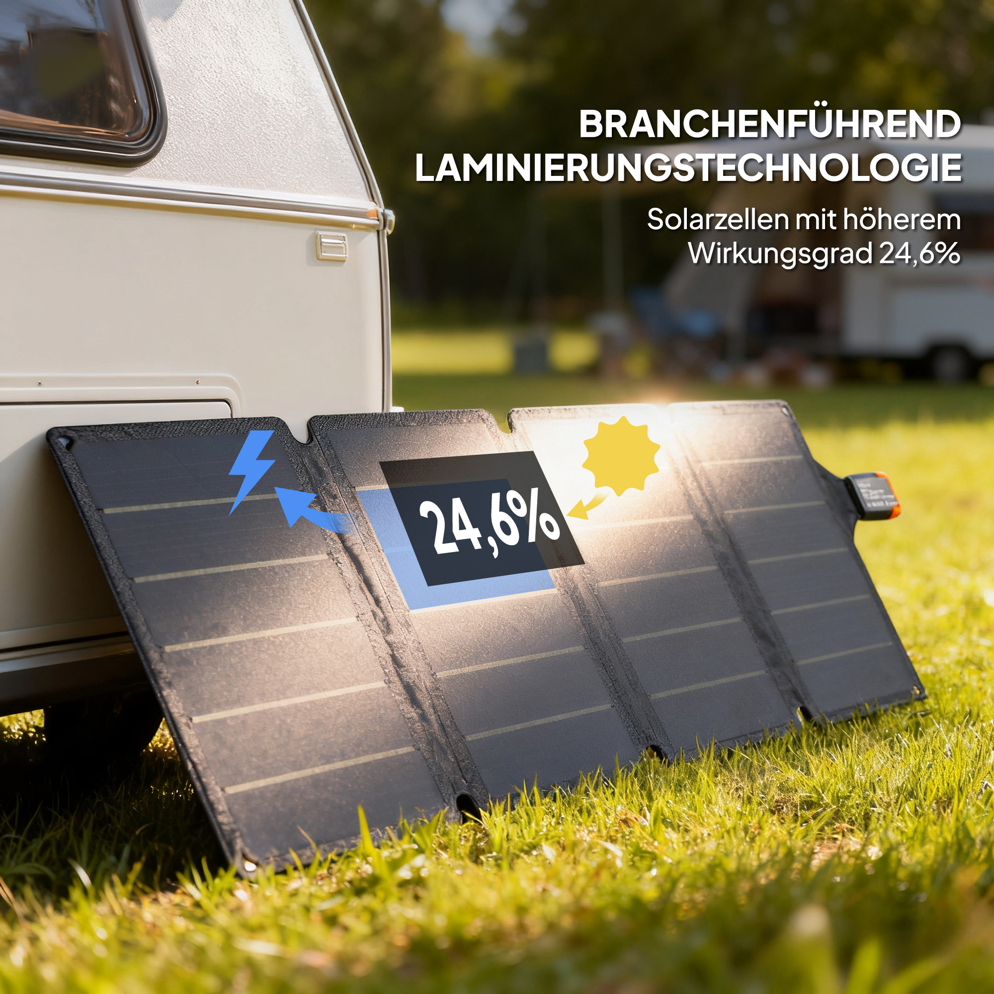 Tragbares Solarpanel, 36W Schnellladung, wasserdicht, faltbar, Ladegerät, Grau