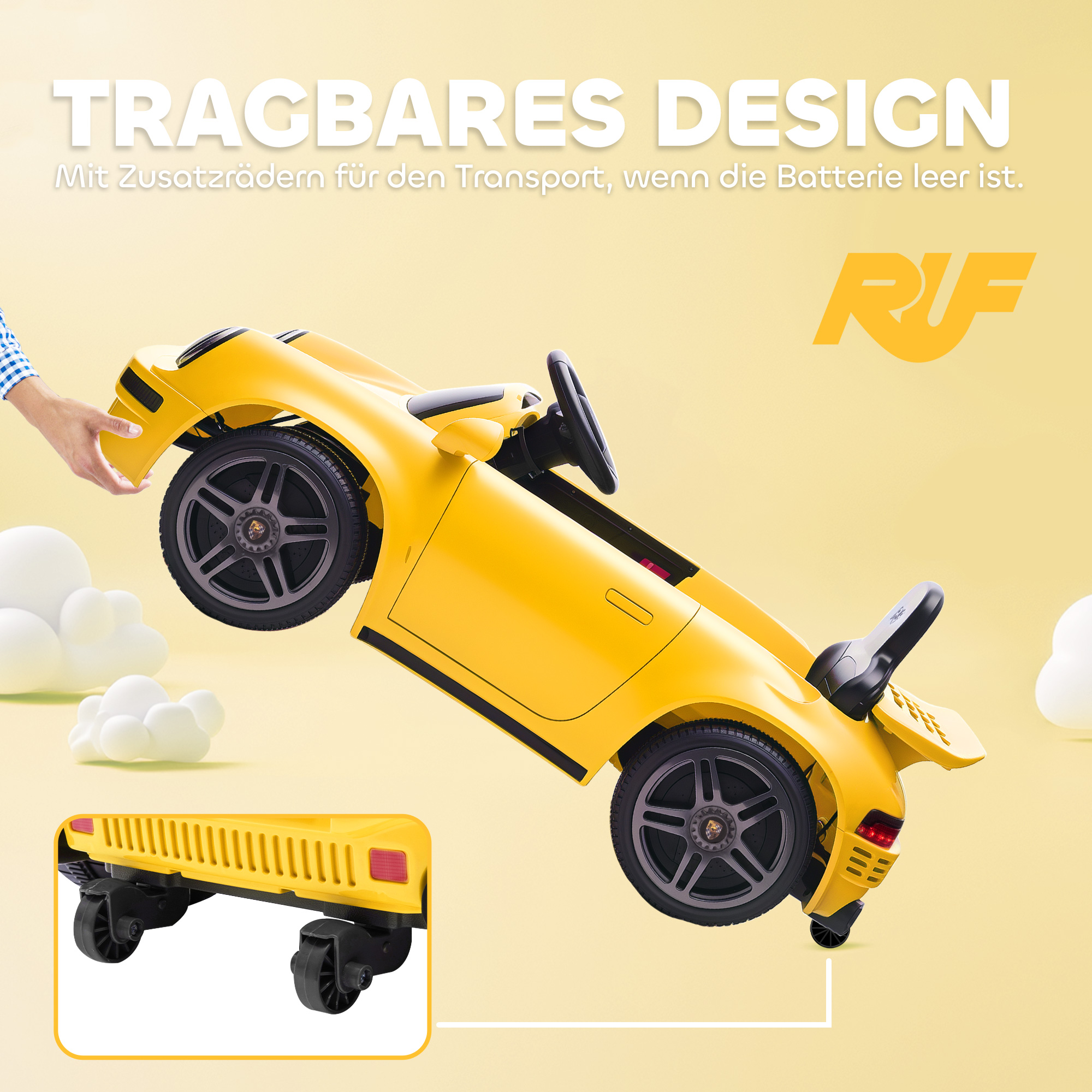 Kinderfahrzeug Porsche 911 RUF CTR Yellowbird, gelb