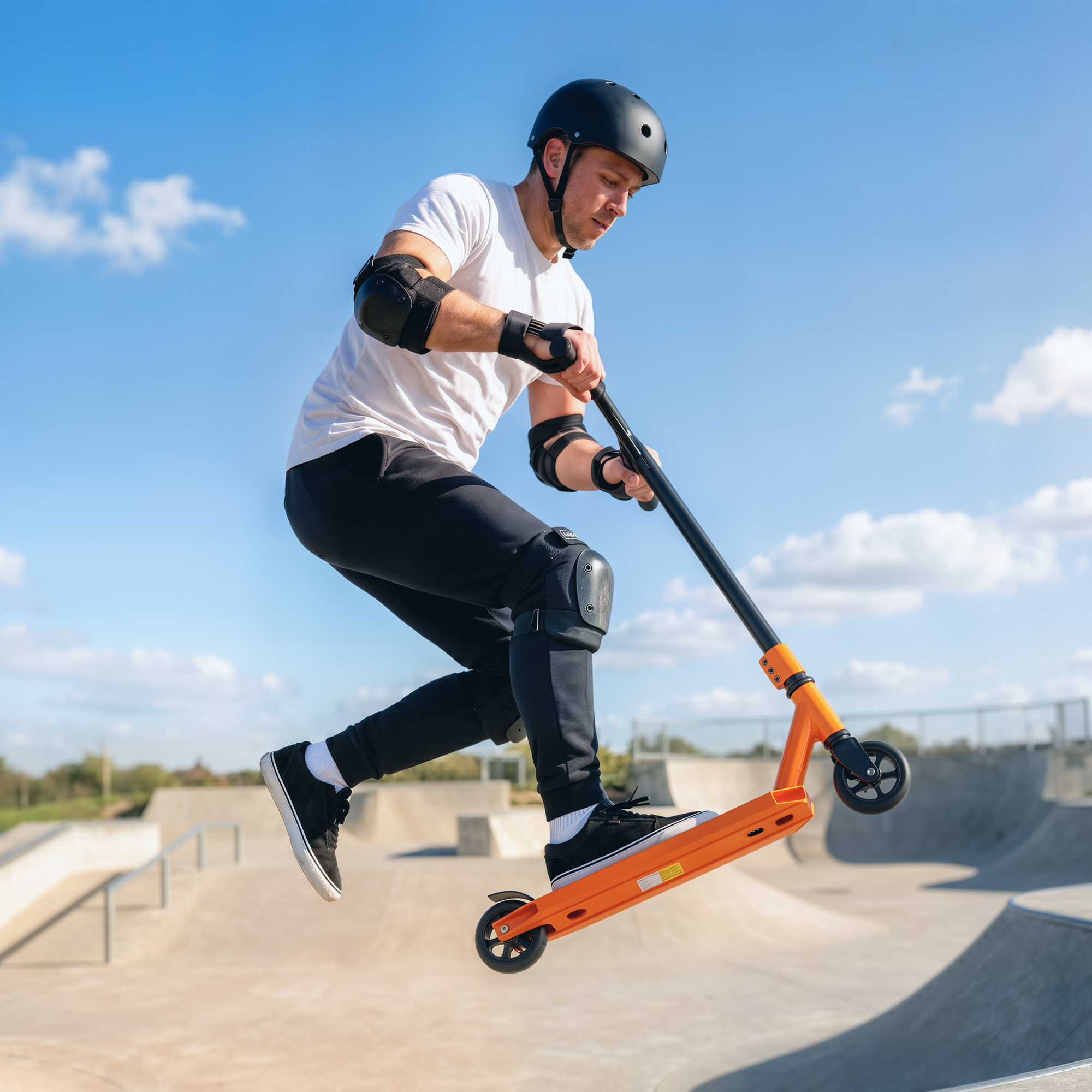 Stunt-Scooter für Erwachsene & Jugendliche, Trick-Scooter mit 100 mm PU-Rollen, 360° Stahl-Y-Lenker, Aluminium-Deck, ABEC-7, Orange