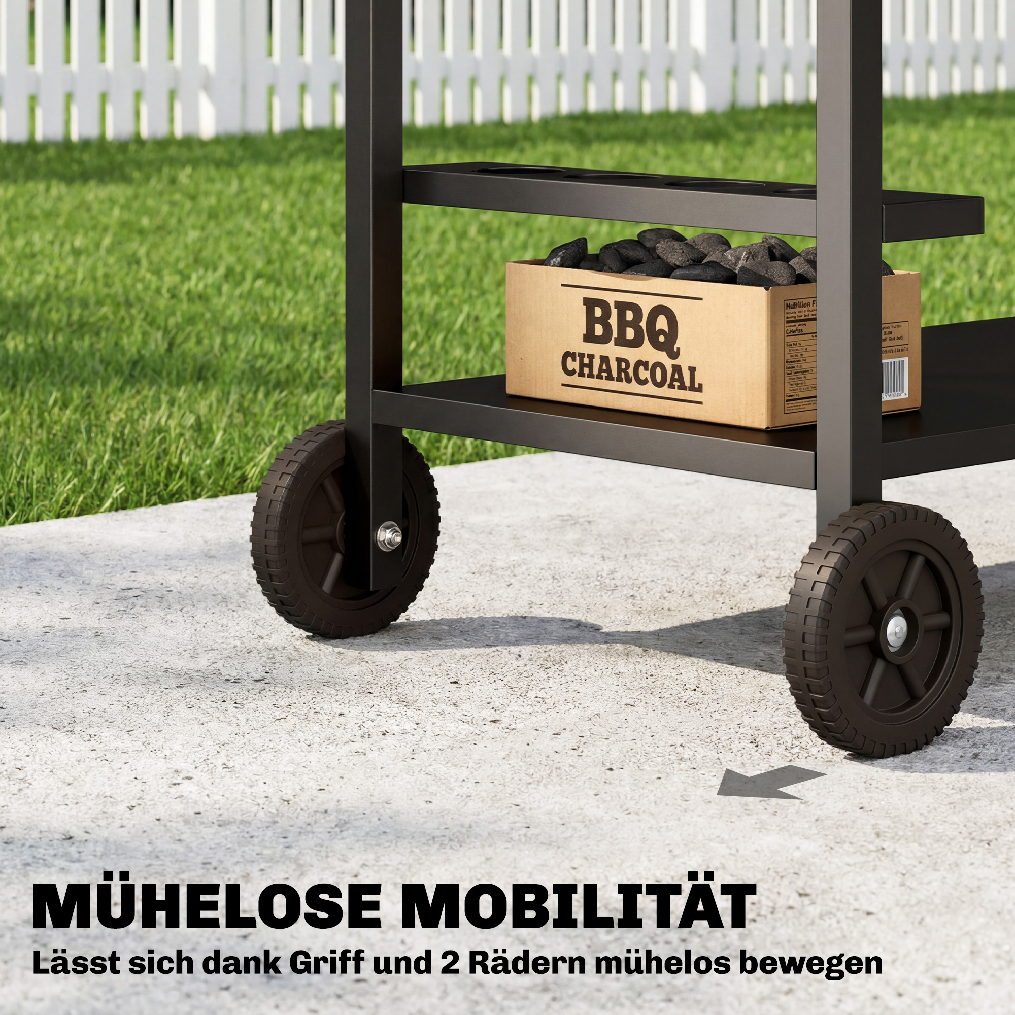 Küchenwagen mit Rollen, Servierwagen, Rollwagen mit Haken, Getränkehalter, Metall, 97 x 51 x 83 cm Schwarz+Braun