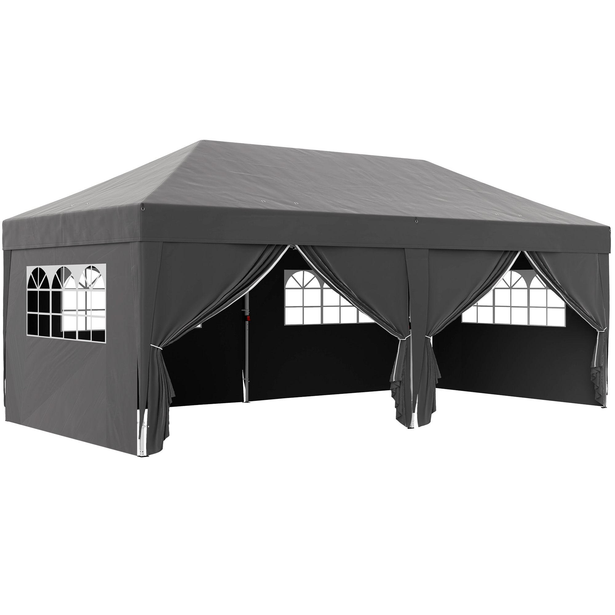 Pavillon ca. 6x3m Stabil Winterfest Pop-up Faltpavillon mit Fenster Reißverschlusstür Seitenteilen UV Schutz