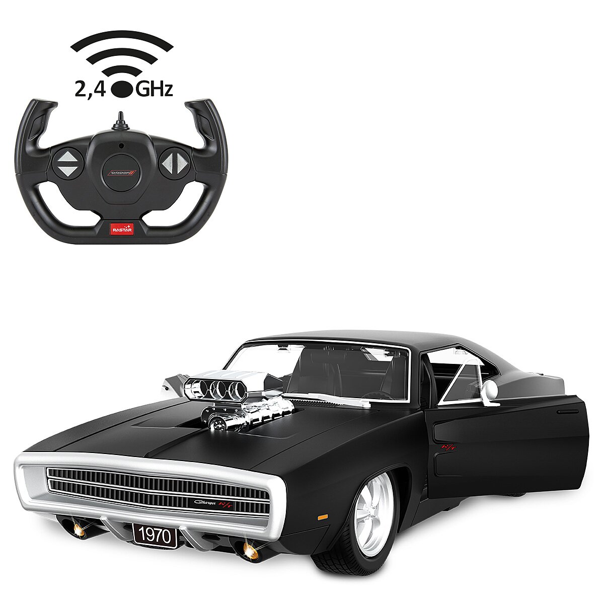 Dodge Charger R/T 1970 1:16 schwarz 2,4GHz Tür manuell
