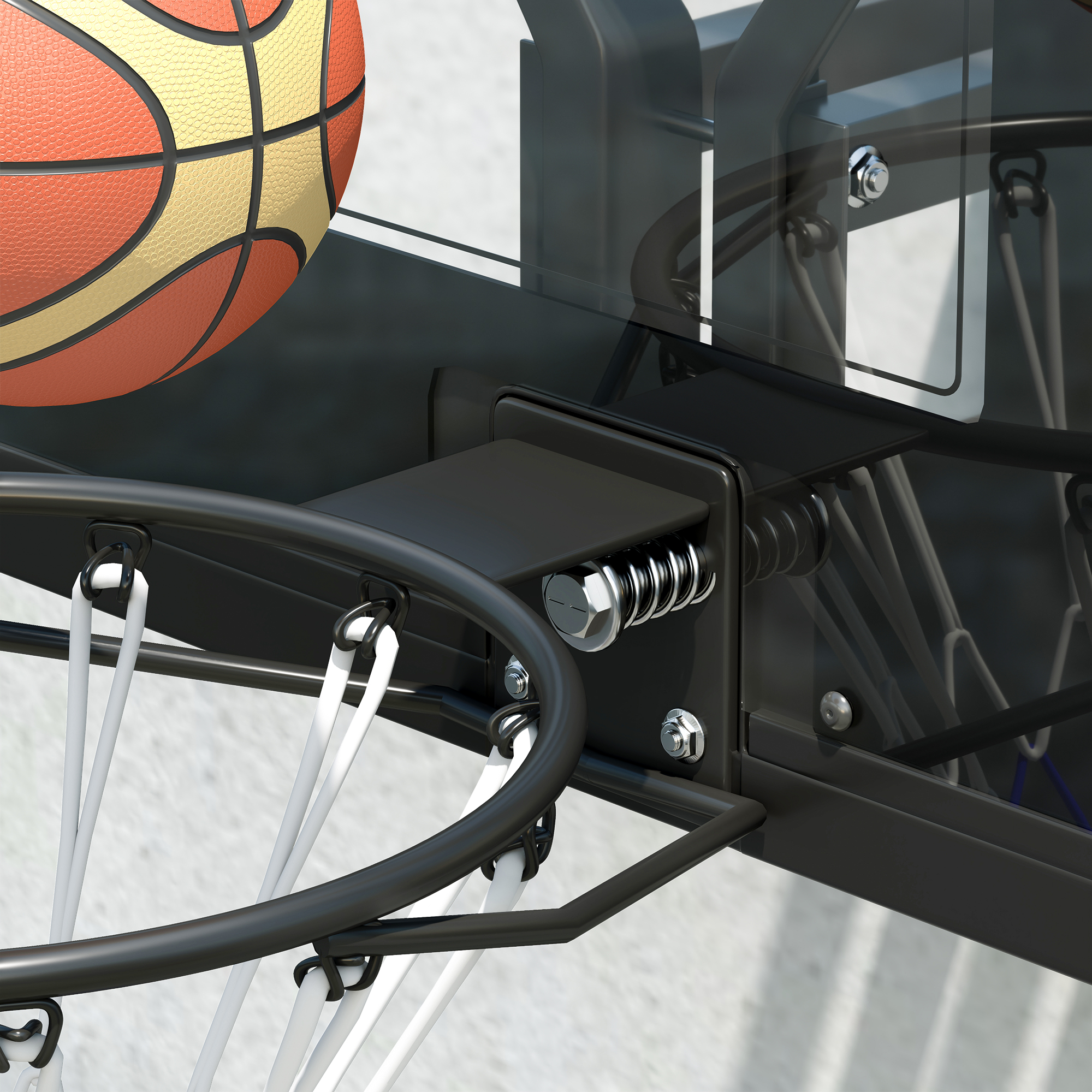 Wandmontierter Basketballkorb, Reißfestes Netz, wetterbeständig, widerstandsfähig, für drinnen und draußen, Schwarz