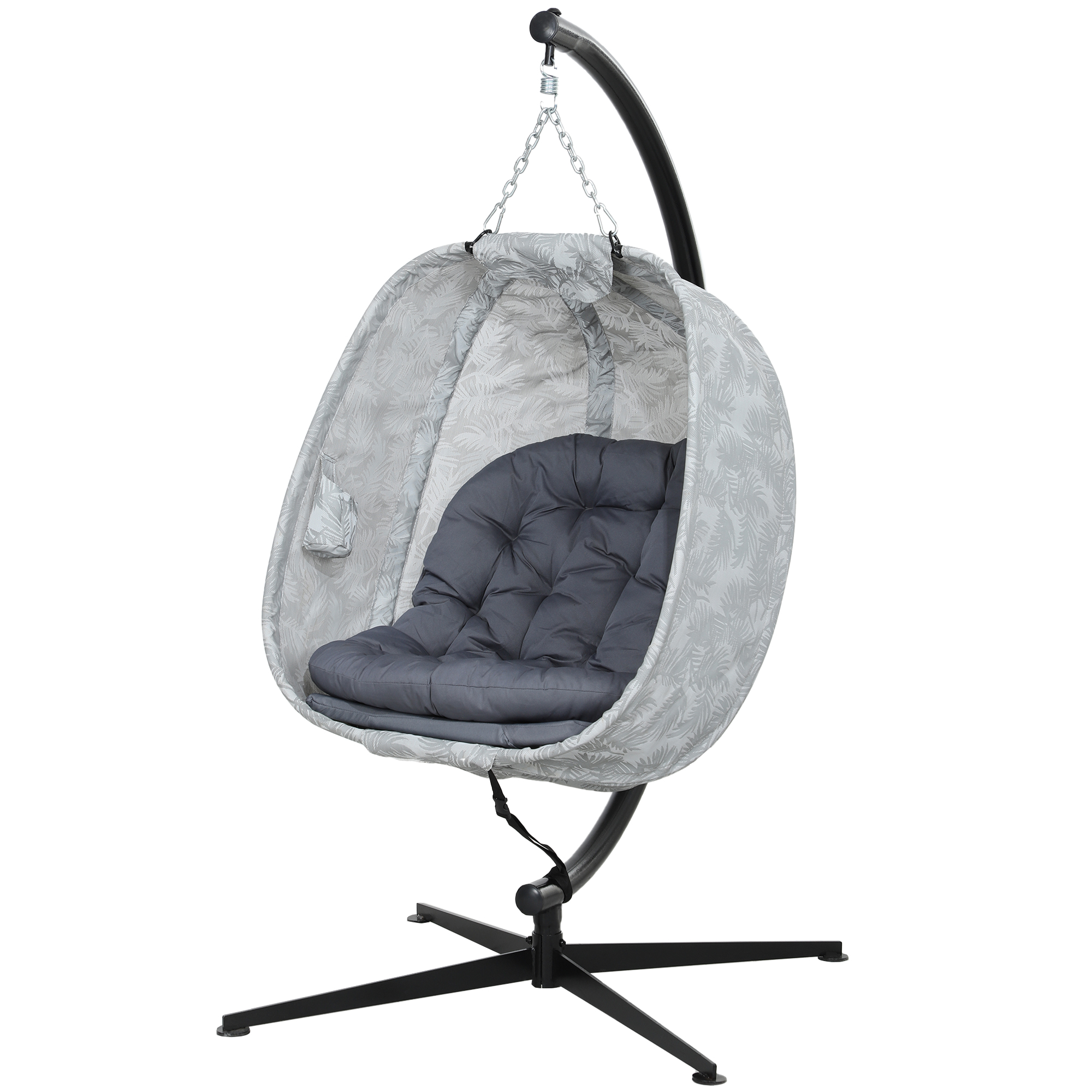 Eiförmiger Hängesessel für den Außenbereich, Hängeschaukel mit Gestell, Sitzpolstern Indoor Outdoor