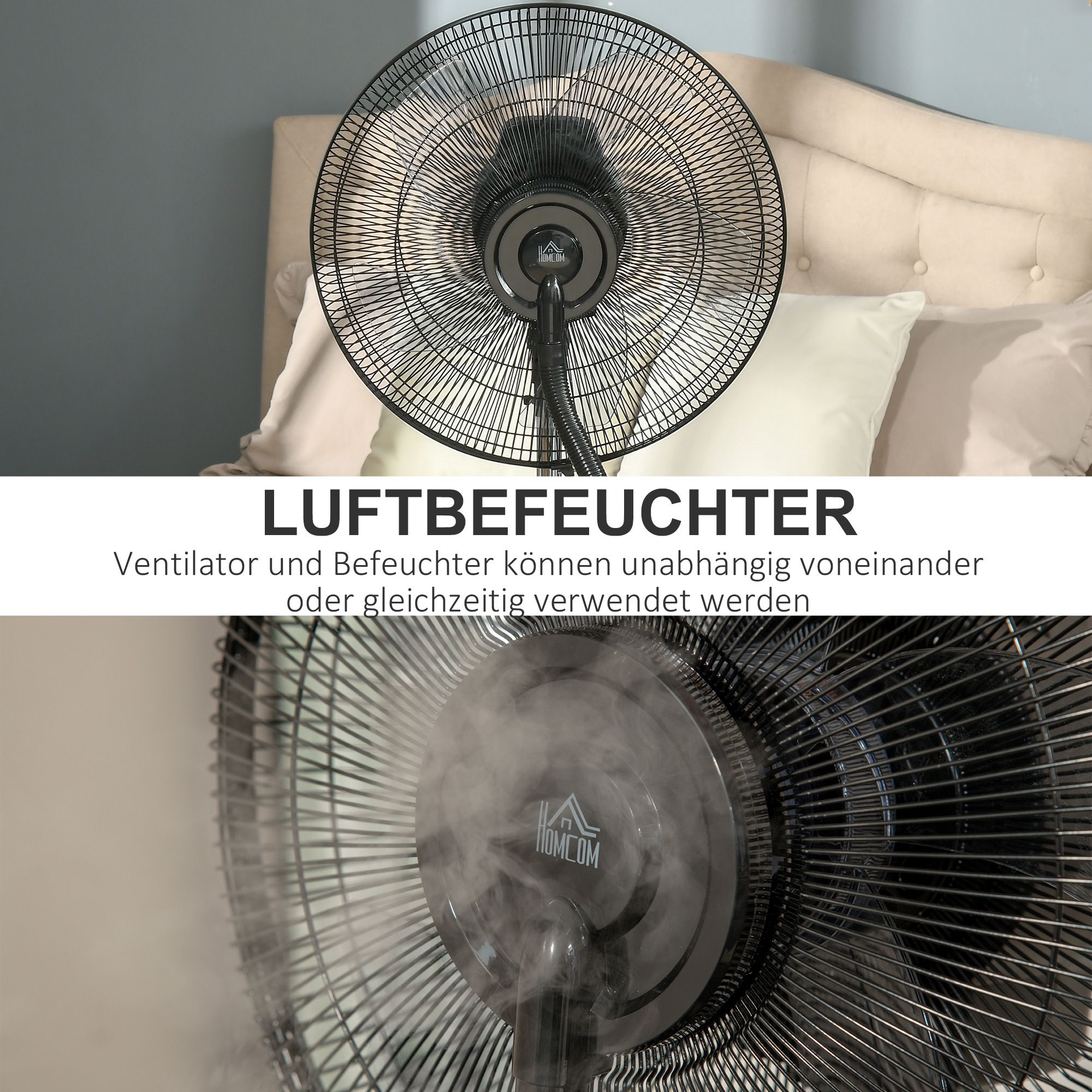 Ventilator mit Wasserkühlung, Standventilator mit Sprühnebel, Fernbedienung, oszillierend, Timer, 3,1 L Wassertank, 3 Modi, 90 W Wasserventilator mit Rollen, 135 cm