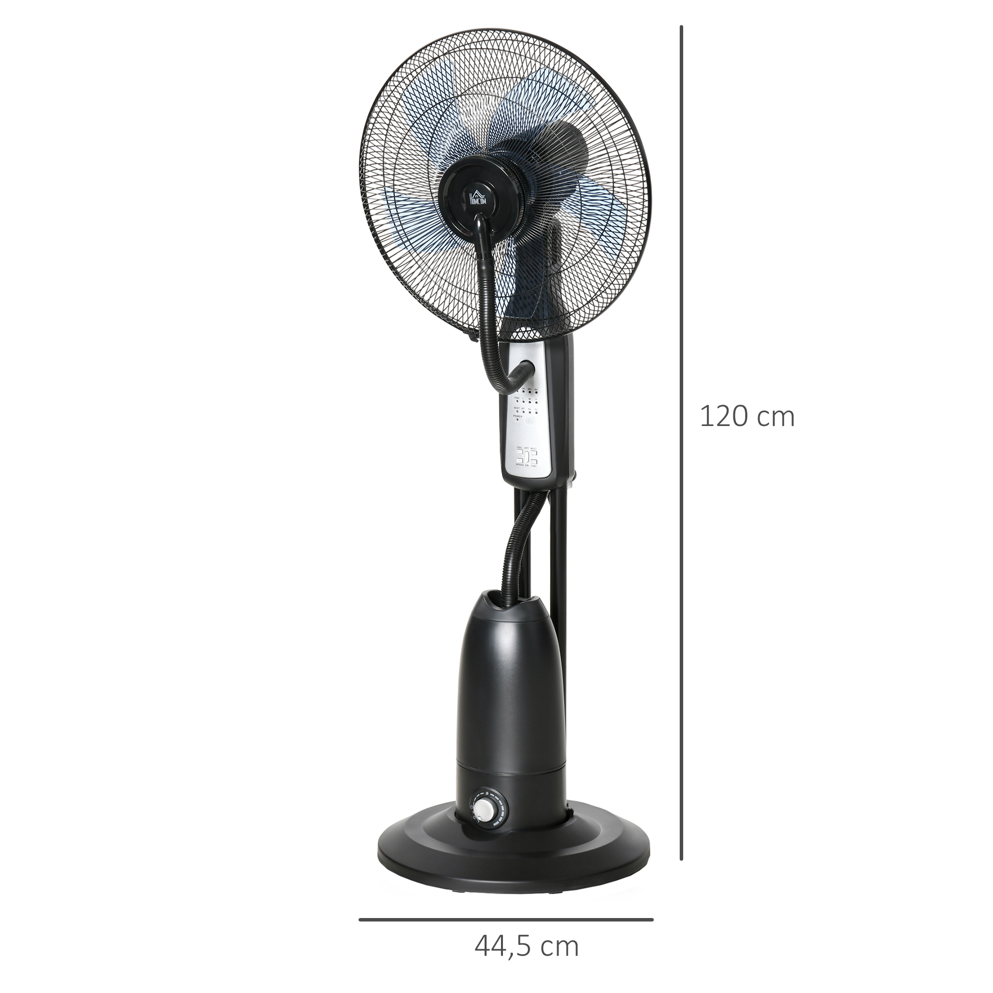 Standventilator, Luftbefeuchter, mit 2,8L Tank, 3 Modi, Fernbedienung, mobil, schwarz, Ø44,5  x 120 cm