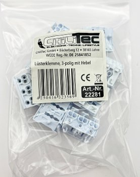 Lüsterklemme, 3-polig mit Hebel / 0,5-2,5mm², 450V/16A