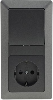 MILOS Set Steckdose + Schalter + Rahmen - 250V~/ 16A, Steckanschluss, Anthrazit MILOS Set Steckdose + Schalter + Rahmen - 250V~/ 16A, Steckanschluss, Anthrazit
