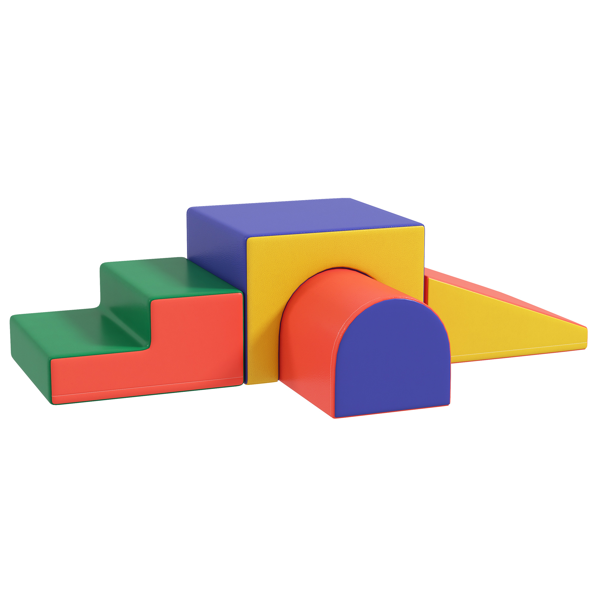 4er Softbaustein-Set zum Klettern und Rutschen, Kunstlederbezug, für Kinder im Alter von 1-3 Jahren, Mehrfarbig