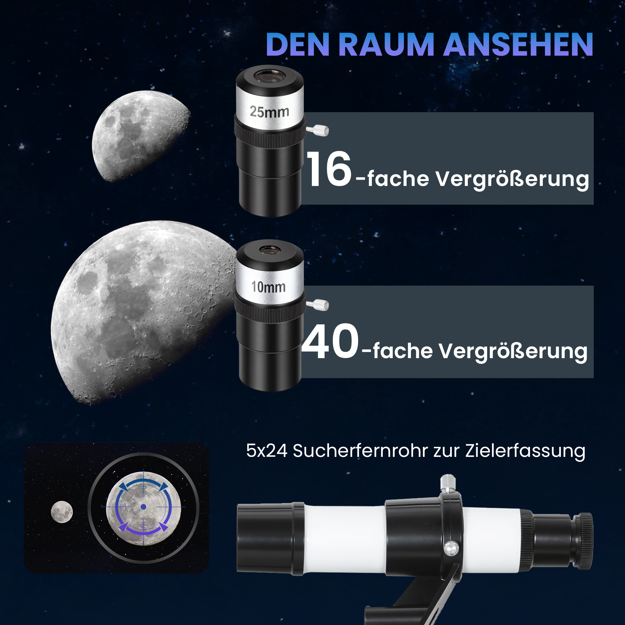 Teleskop für Astronomie Anfänger Erwachsene 70mm Aperture 400mm AZ Mount Astronomisches Refraktor mit Stativ