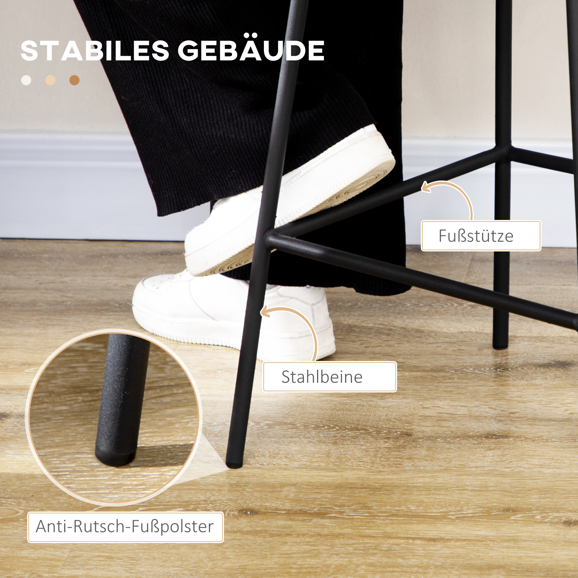2er Set Barhocker mit Lehne Barstühle im Boho-Design, PE-Rattan, inkl. Fußtstütze, 42,5 cm x 52 cm x 102 cm, Gelb + Schwarz