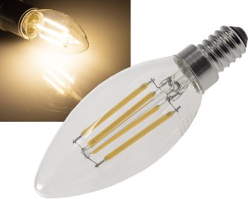 LED Kerzenlampe E14 "Filament K4" - 3000k, 400lm, 230V/4W, warmweiß LED Kerzenlampe E14 "Filament K4" - 3000k, 400lm, 230V/4W, warmweiß