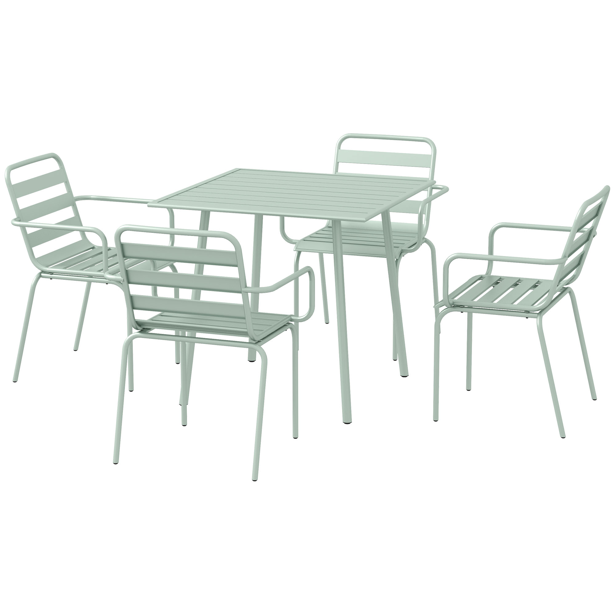 5-teilige Gartensitzgruppe Outdoor Sitzgruppe Gartenmöbel-Set, wetterbeständig, modernes Design, 80 x 80 x 74 cm, Grün