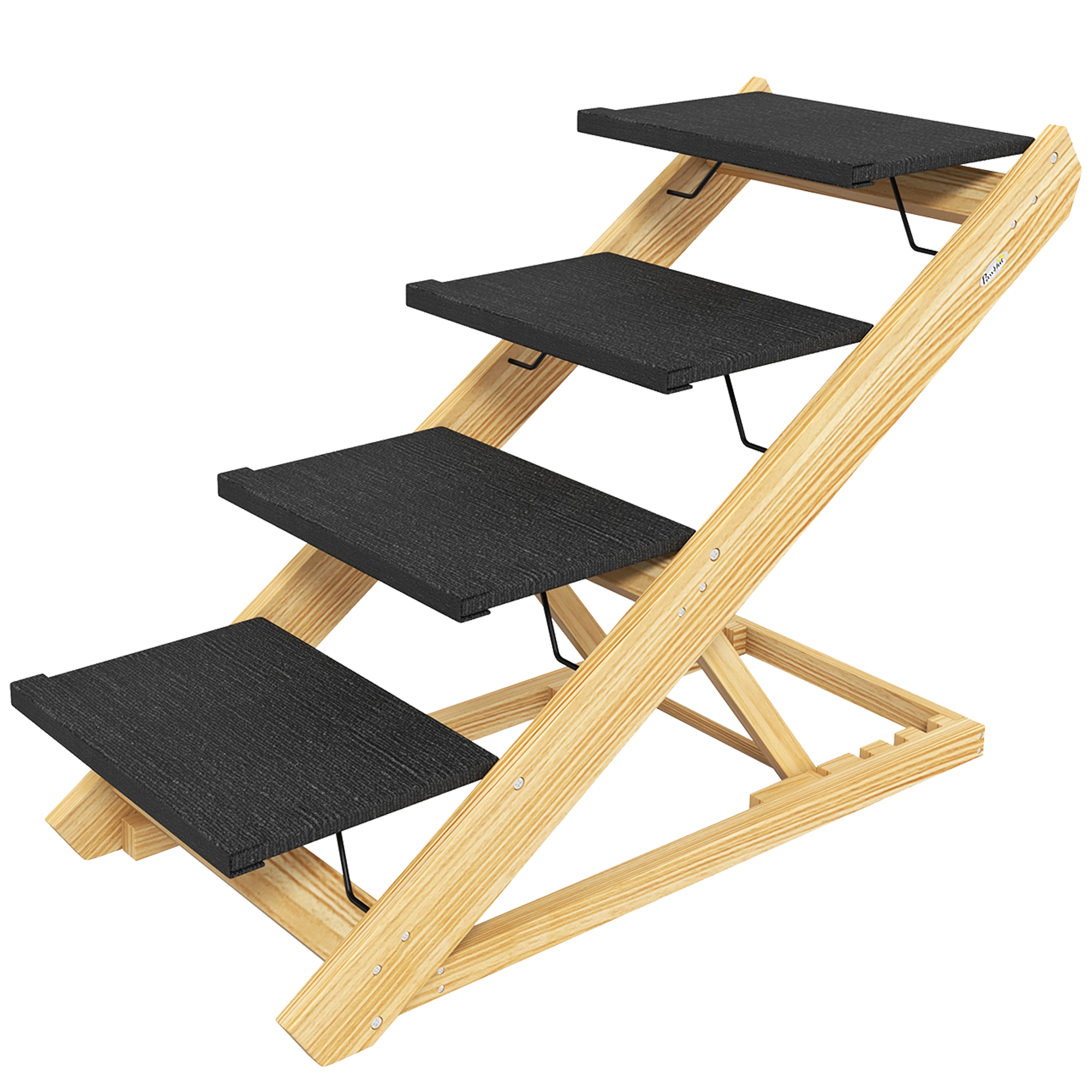 Hundetreppe, Hunderampe, höhenverstellbar, rutschfest, faltbar, 83x40x62,5 cm, Holz/Weiß