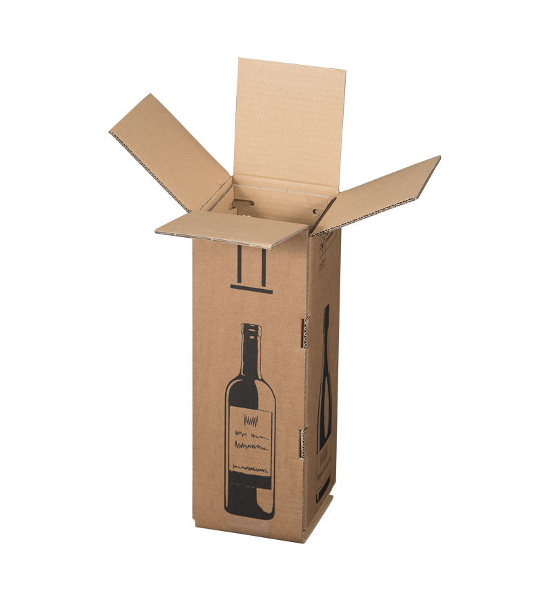 Faltkarton für 1 Magnumflasche, 144x144x425 mm , braun, VPE175