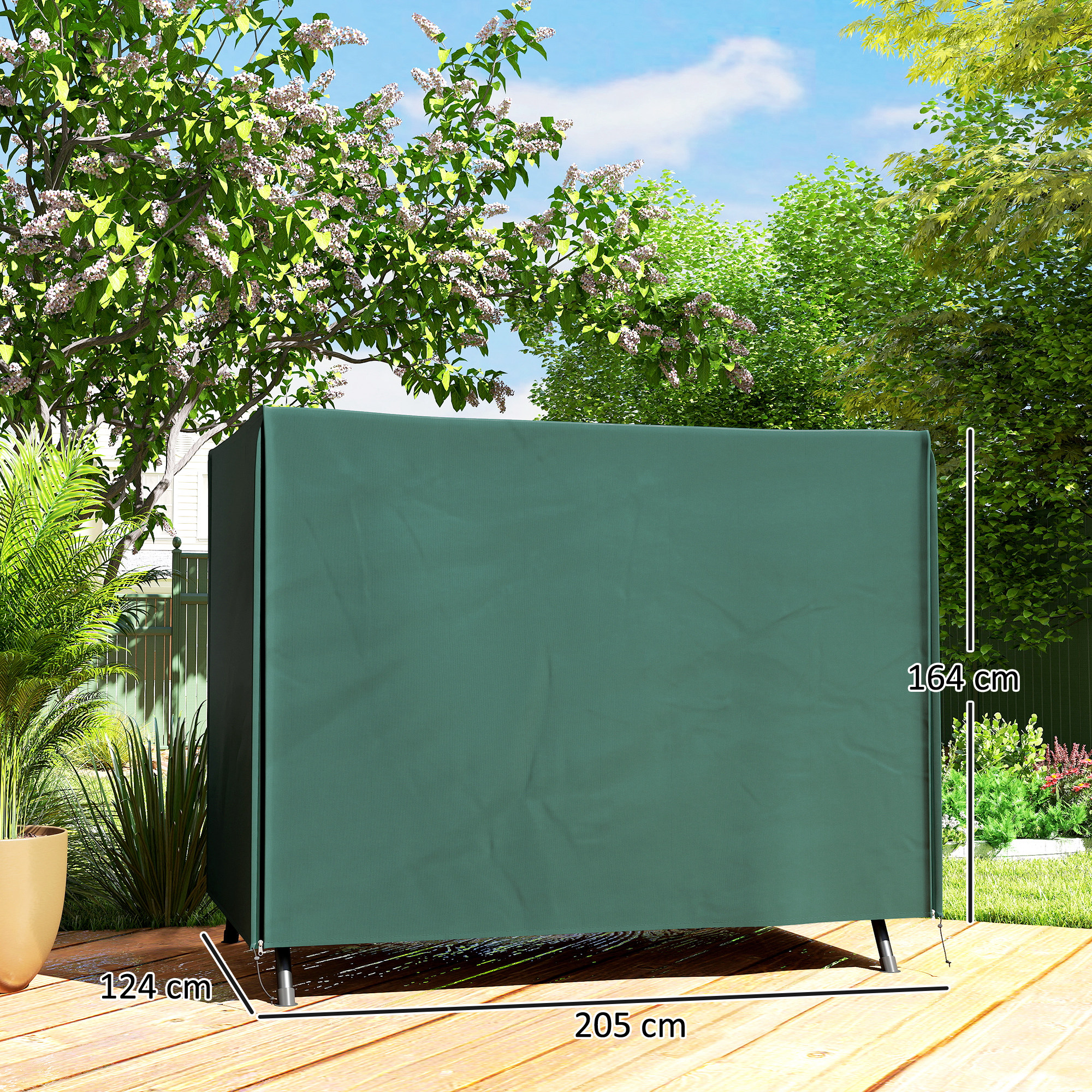 Hollywoodschaukel Abdeckung 3 Sitzer, Wasserabweisend Winterfest Schutzhülle für Gartenschaukel, UV-Beständig Abdeckplane, Abdeckhaube, Reißfest 600D Oxford Gewebe, 205x124x164cm Dunkelgrün
