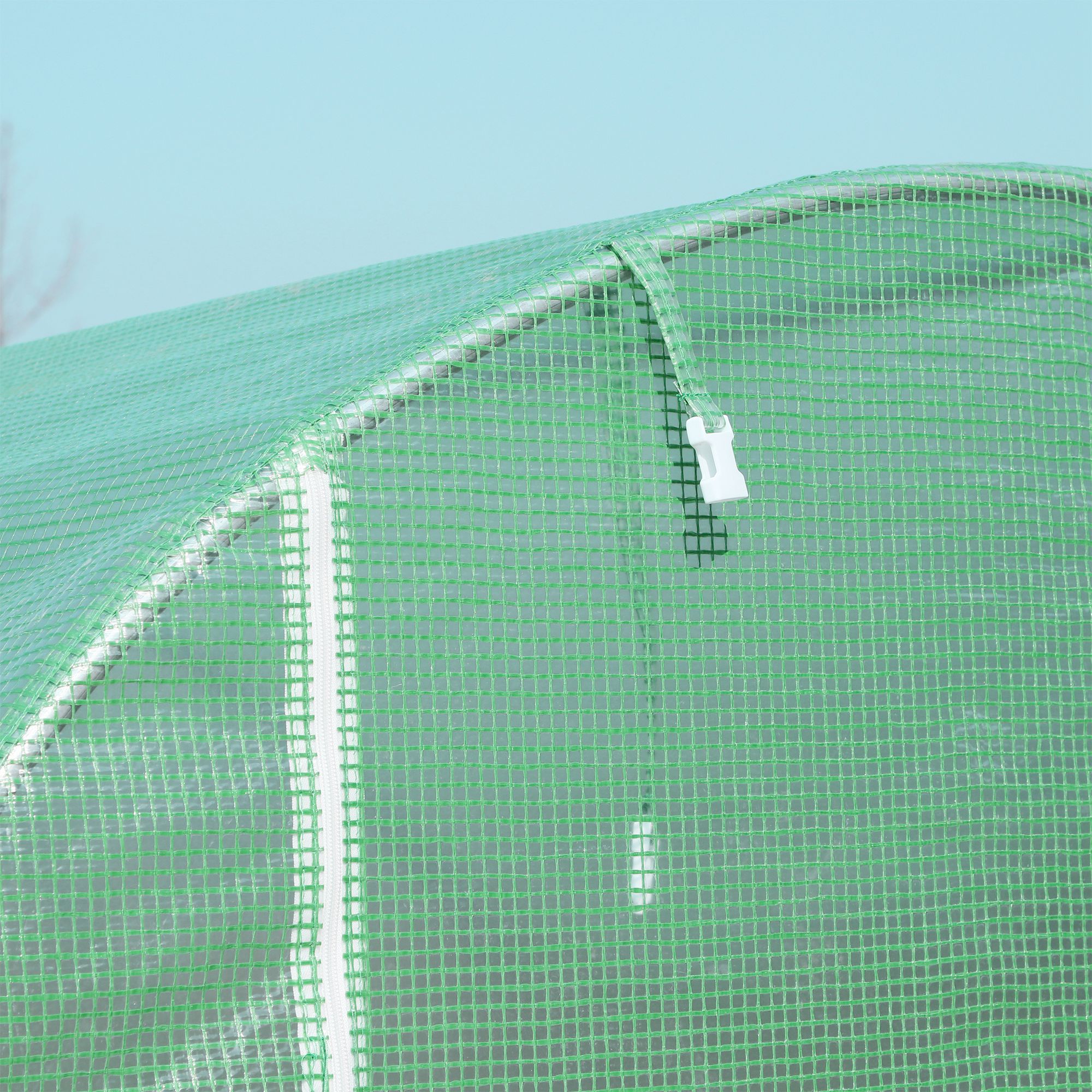 Gewächshaus 500x200x205cm Foliengewächshaus Tomatenhaus mit Tür, 8 Fenster, Folientunnel aus verzinktem Stahl, PE, stabiles Treibhaus Pflanztunnel, inkl. Erdanker & Seilen, Grün