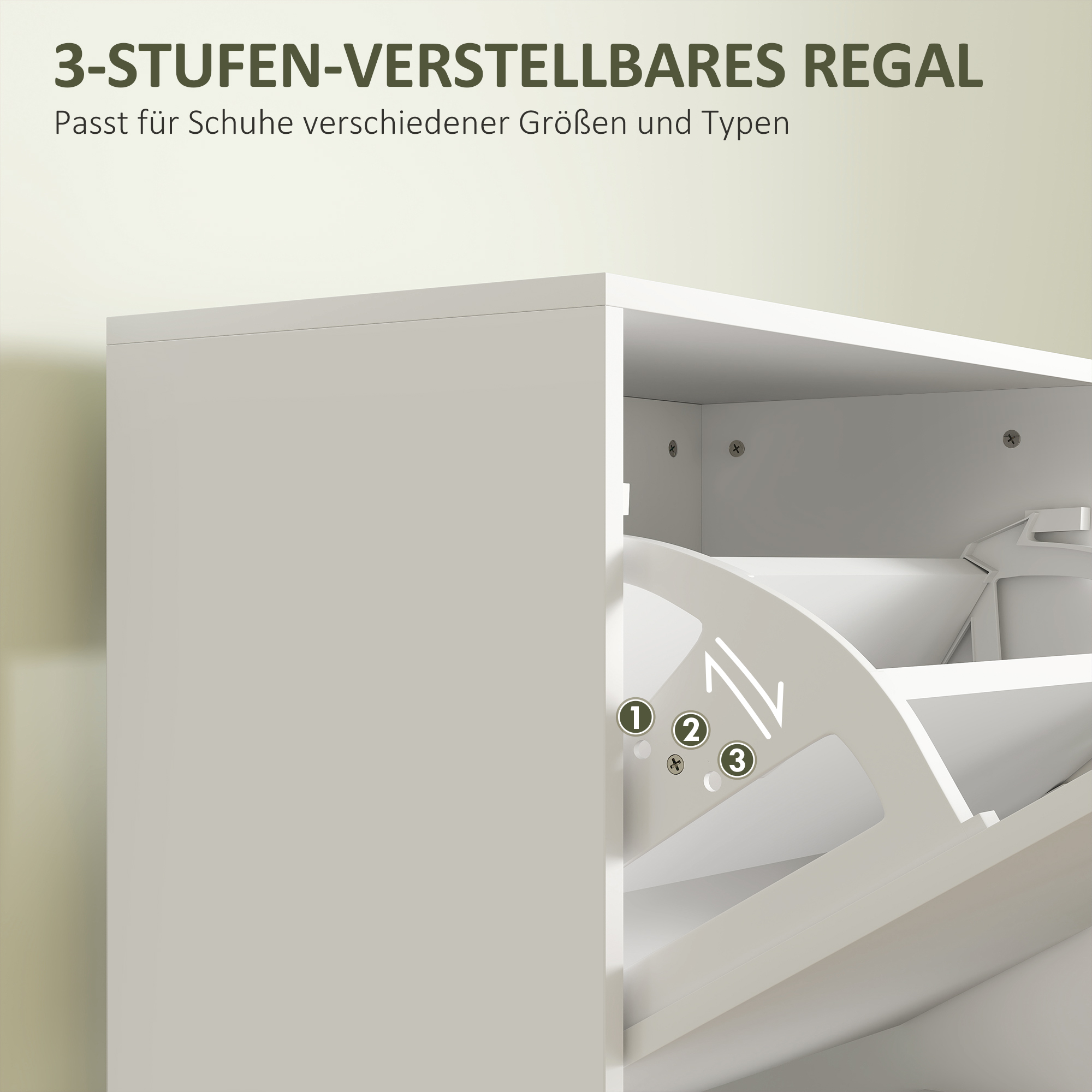 Schuhschrank, 3 Schubladen, für bis zu 12 Paar Schuhe, Spanplatte, Weiß