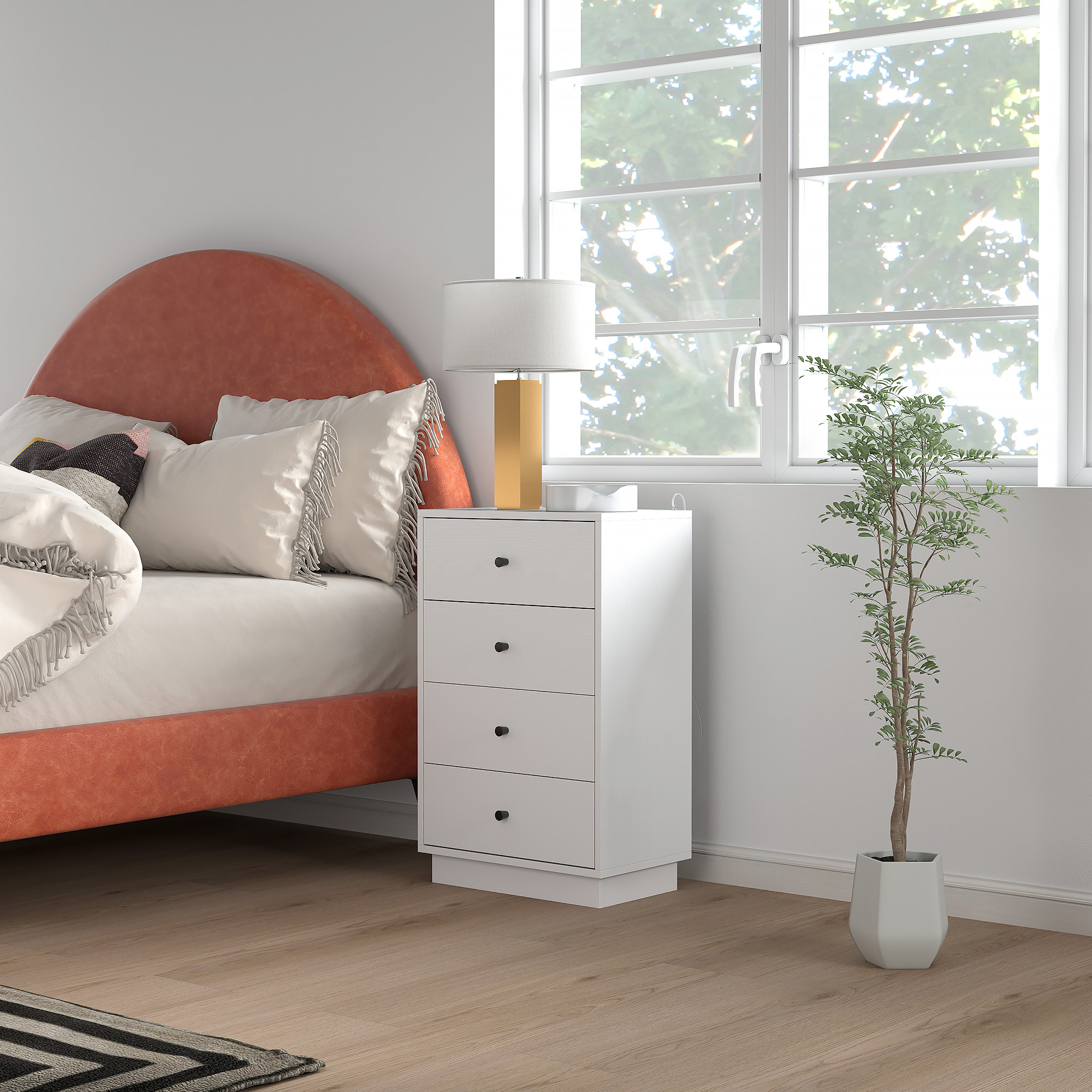 Kommode Sideboard mit 7 Schubladen Schrank aus Holzwerkstoff im Modern Stil 47 x 29 x 75 cm Weiß
