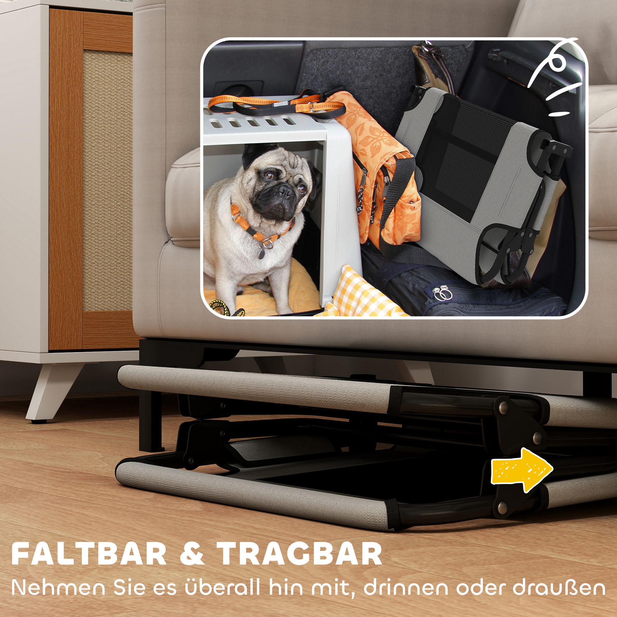 erhöhtes Hundebett klappbar Haustierbett, Outdoor Hundeliege mit Netzdesign Hellgrau Oxford 75 x 51 x 18 cm