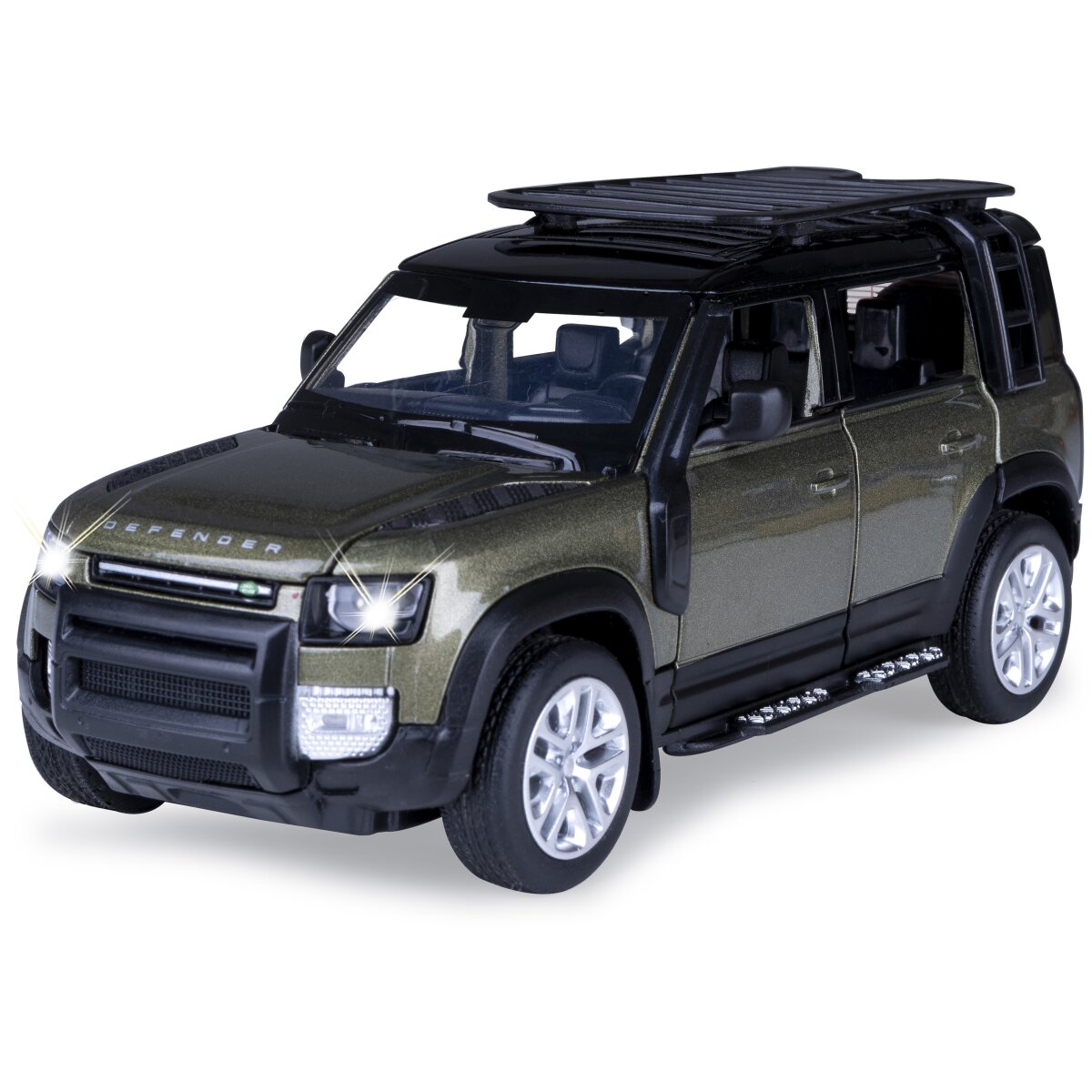 Land Rover Defender 110 Diecast 1:32 grün inkl. Knopfzellen