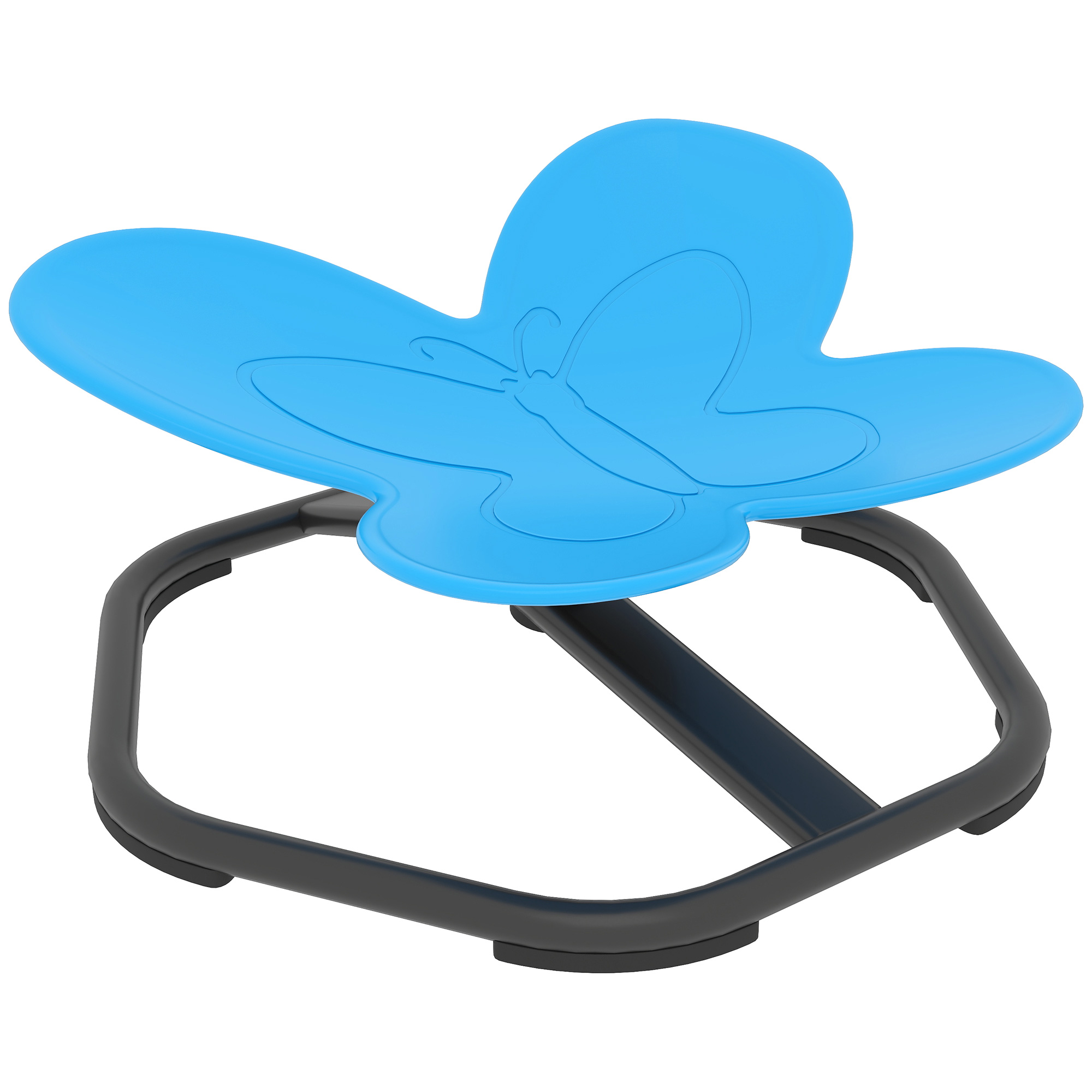 Sensorischer Drehstuhl für Kinder, Schmetterlings-Form, fördert Balance und Koordination, Kunststoff, Metall, Blau